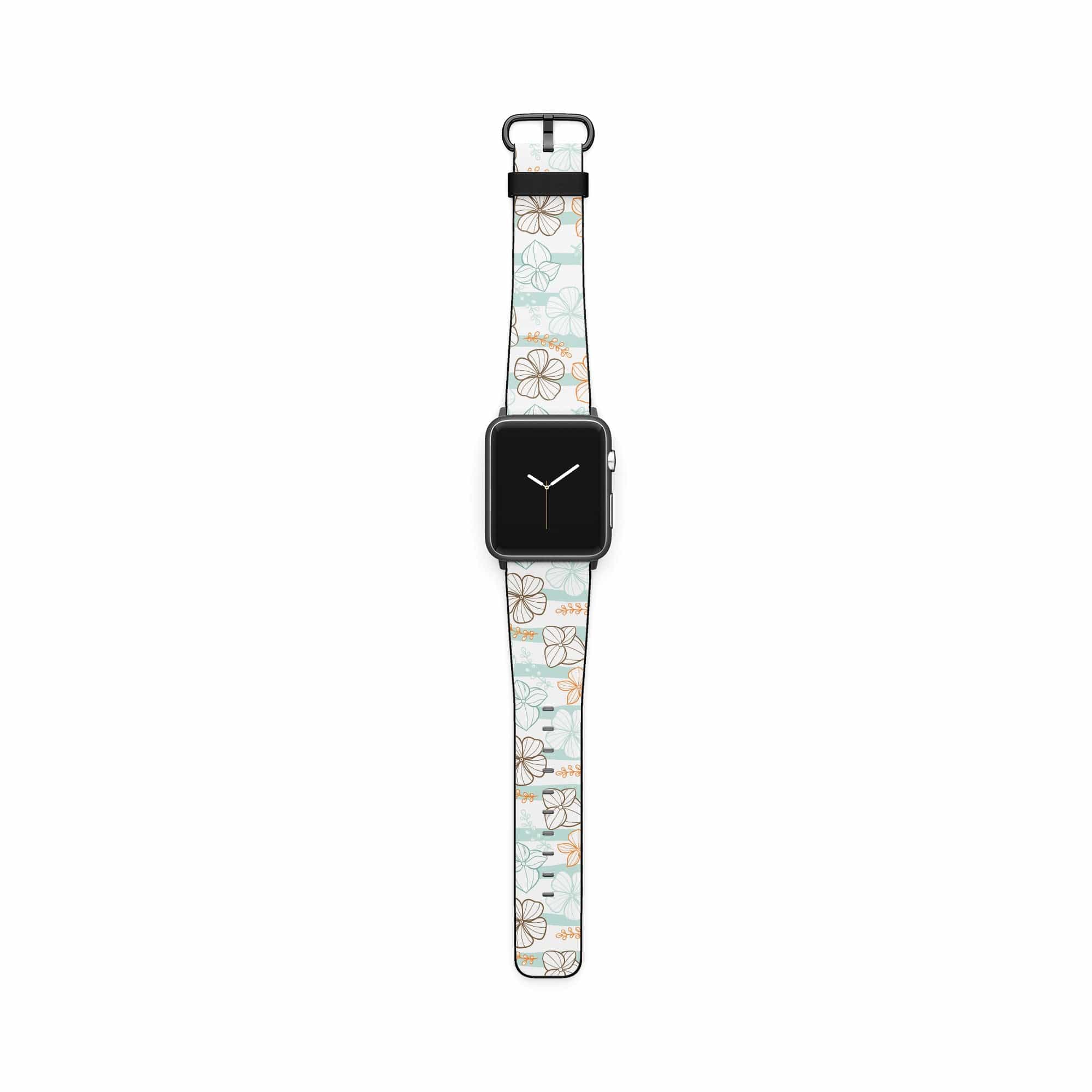 Morning Surf | Aquatic Flowers Floral Apple Watch Band for 38/40/41 mm Watch in Black