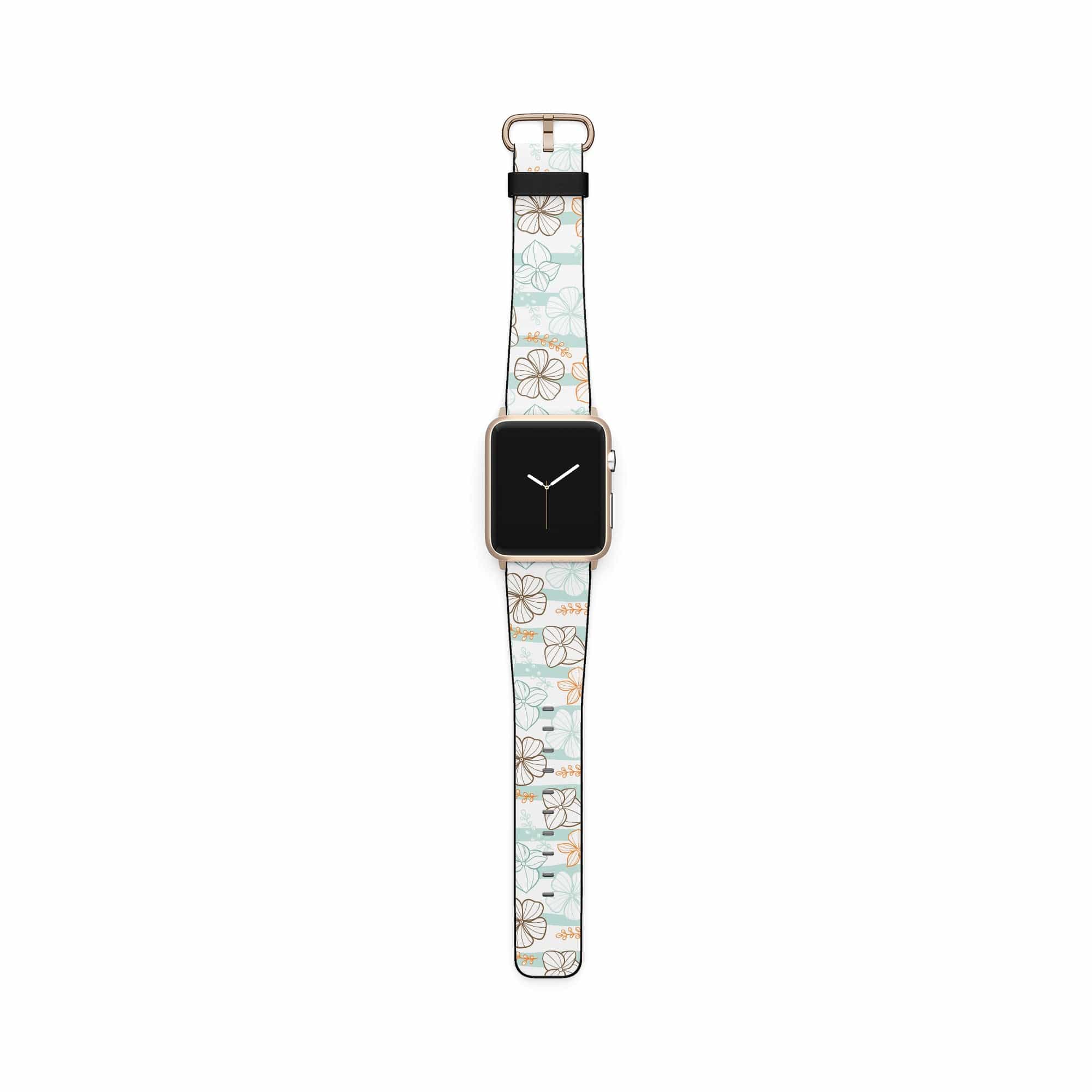 Morning Surf | Aquatic Flowers Floral Apple Watch Band for 38/40/41 mm Watch in Gold