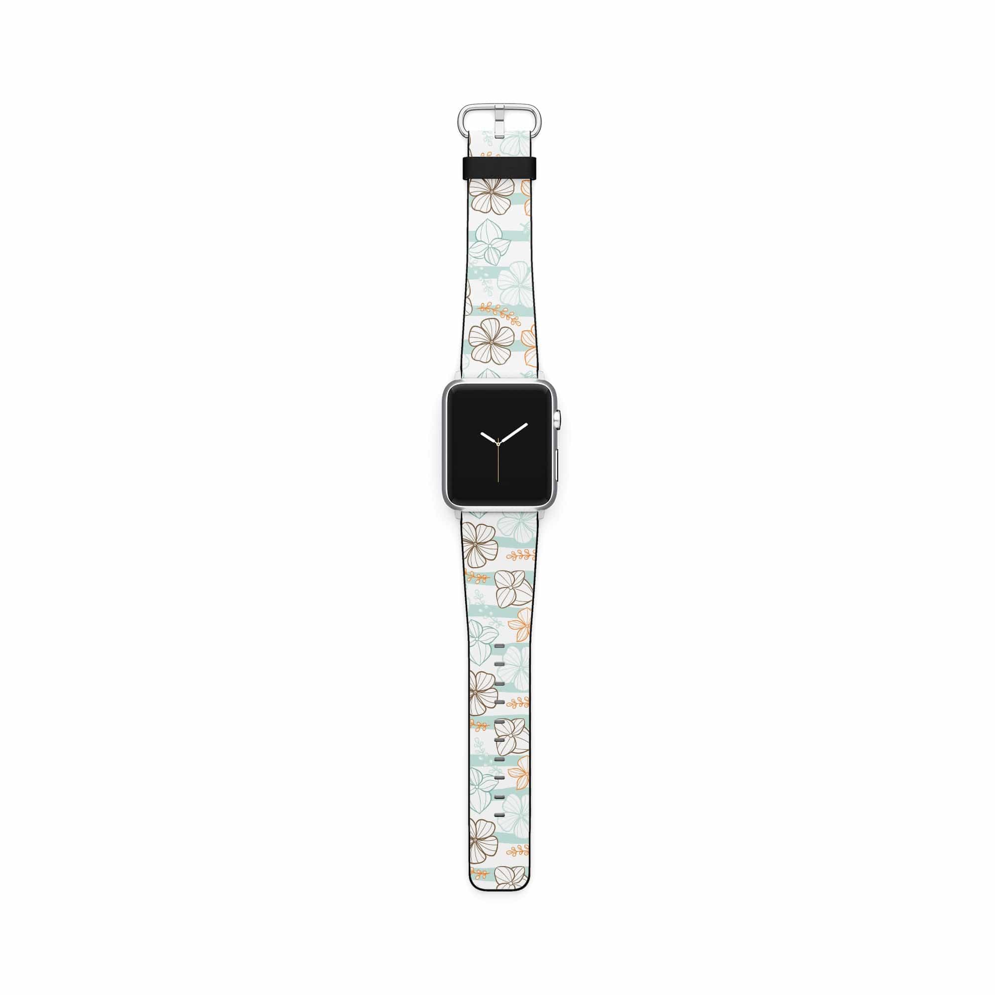 Morning Surf | Aquatic Flowers Floral Apple Watch Band for 38/40/41 mm Watch in Silver