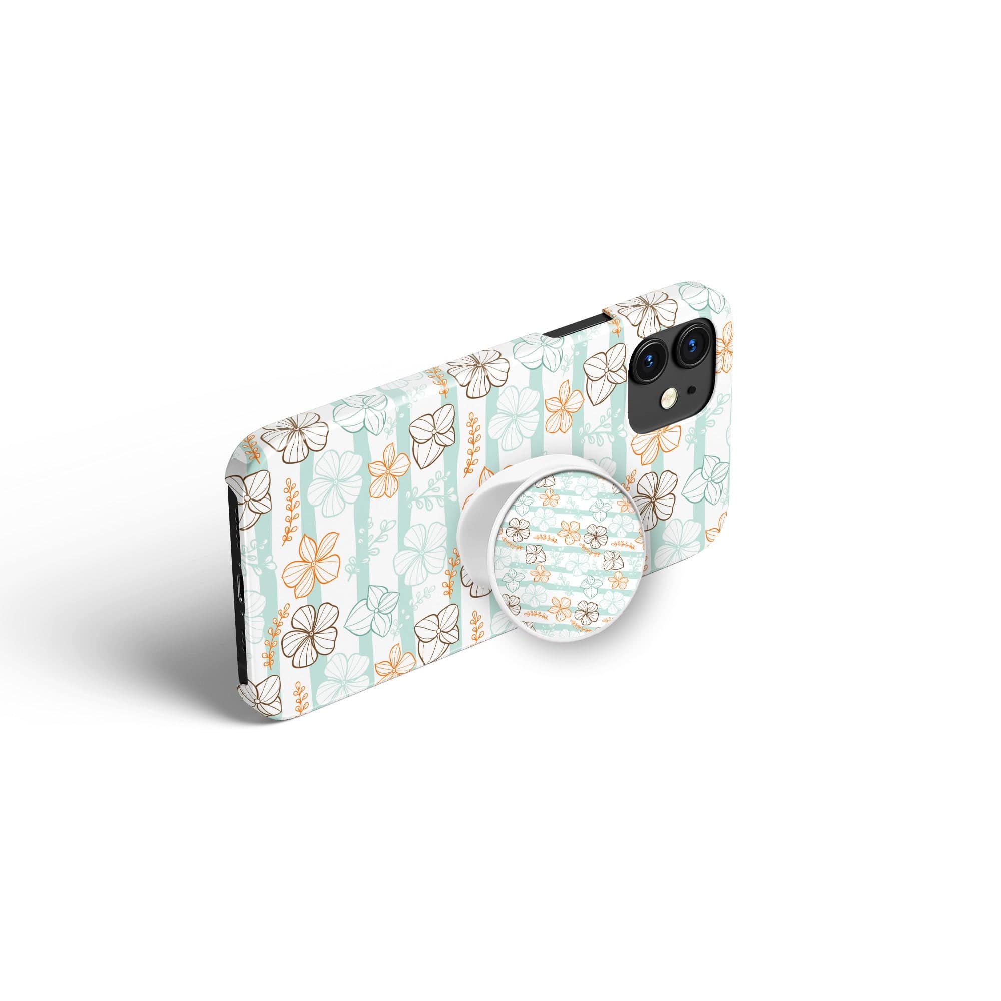 Morning Surf | Aquatic Flowers Floral Foldable Phone Grip in White