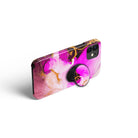 Notes of Pink | Marble Foldable Phone Grip in Black