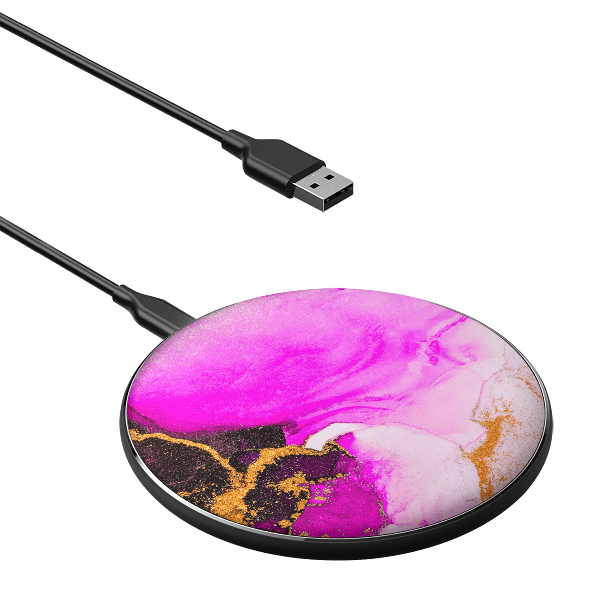 Notes of Pink | Marble Wireless Charging Pad in Black