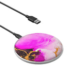 Notes of Pink | Marble Wireless Charging Pad in Silver