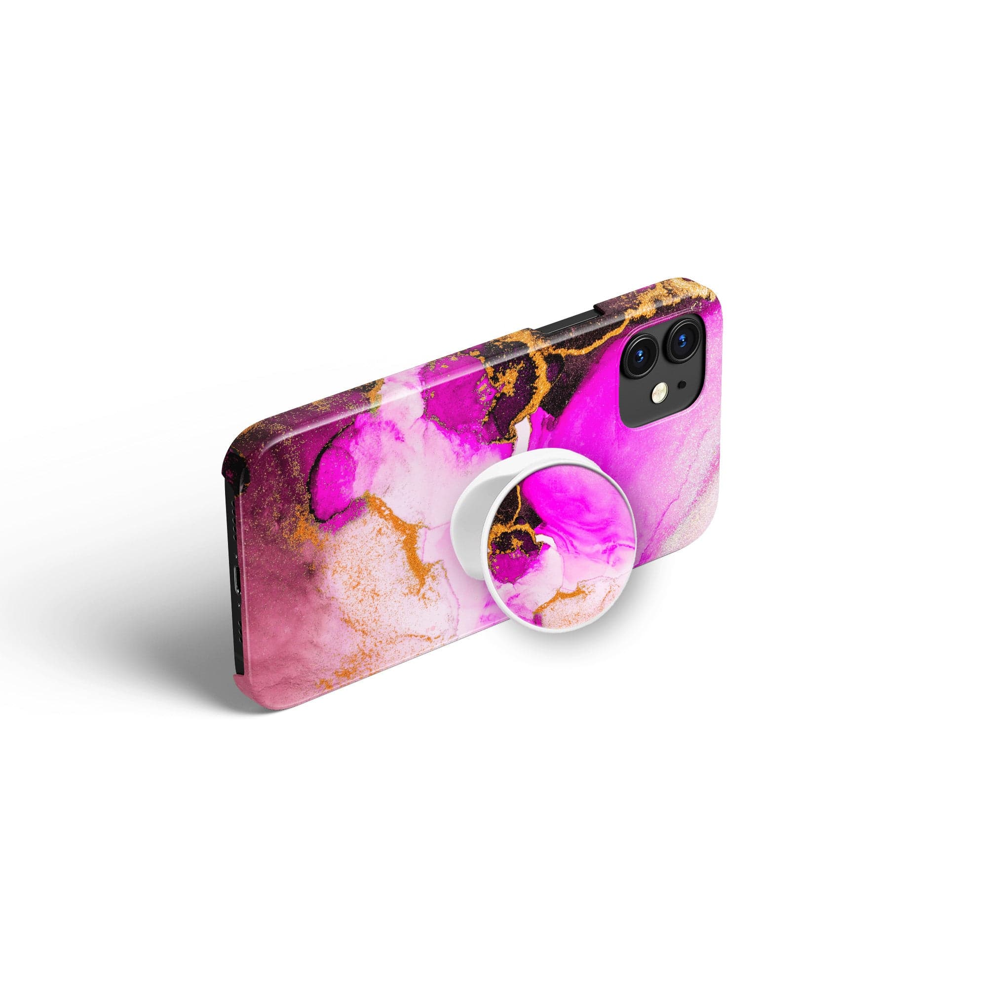 Notes of Pink | Marble Foldable Phone Grip in White