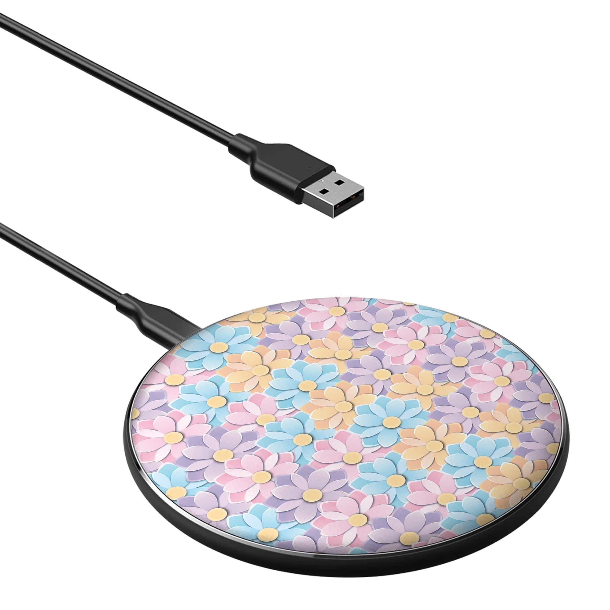 Origami Explosion | Paper Flowers Floral Wireless Charging Pad in Black