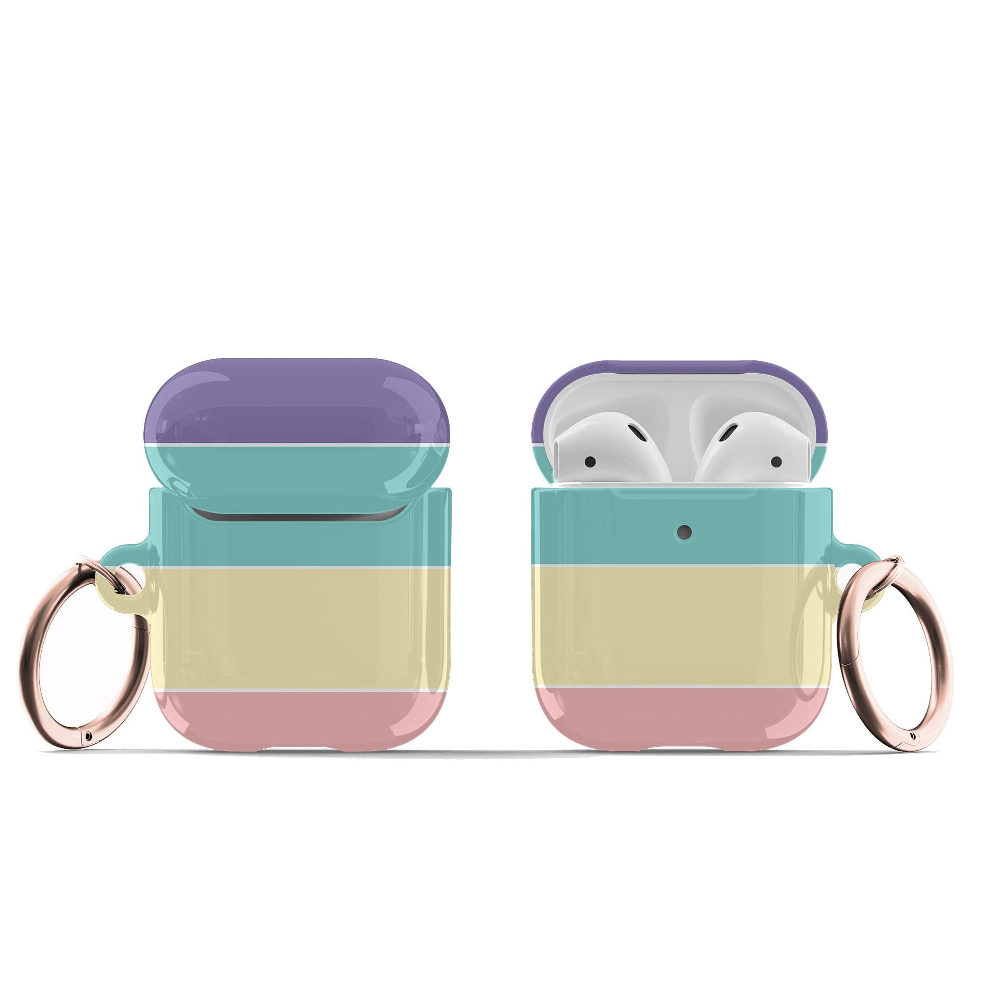 Pastel Stacks | Rectangle Shapes Apple AirPods Case for AirPods 1&2 Rose Gold