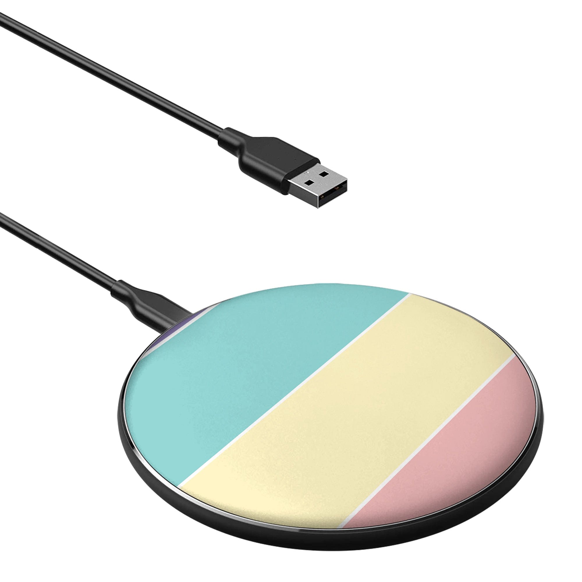 Pastel Stacks | Rectangle Shapes Wireless Charging Pad in Black