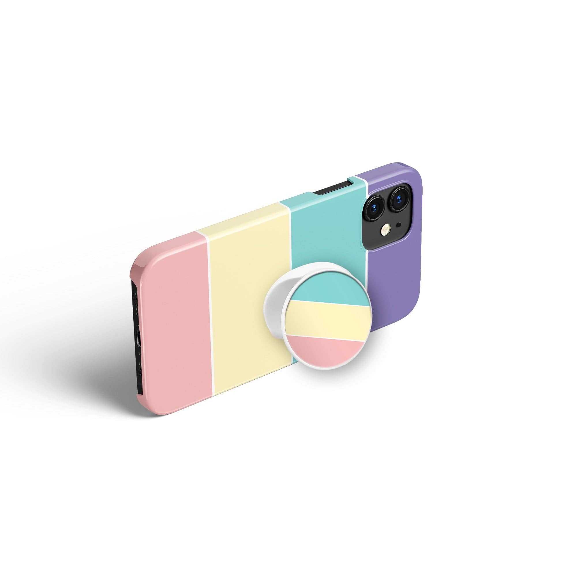 Pastel Stacks | Rectangle Shapes Foldable Phone Grip in White