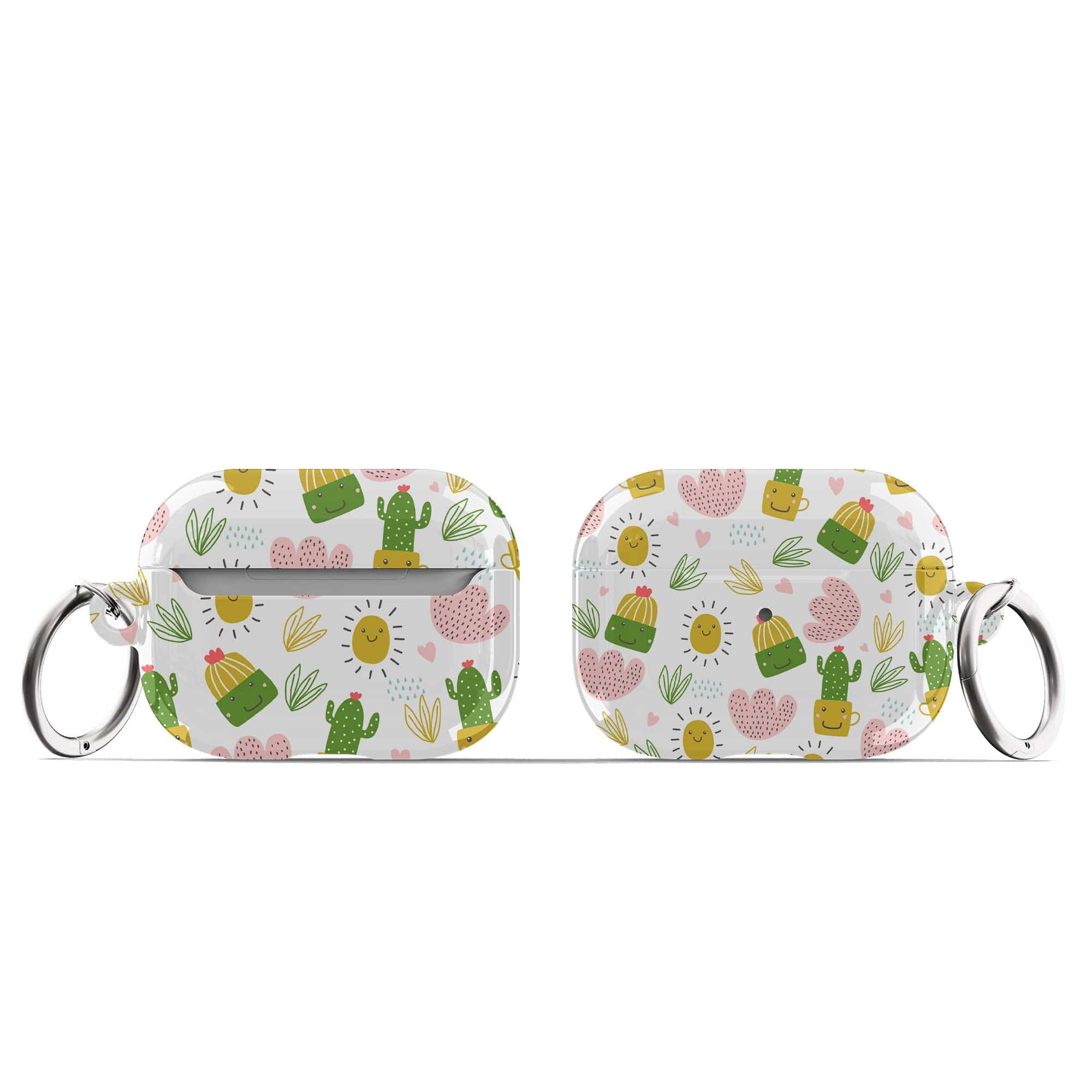 Prickly Sunshine | Cute Cactus Apple AirPods Case for AirPods 3 & AirPods Pro 1&2 Silver