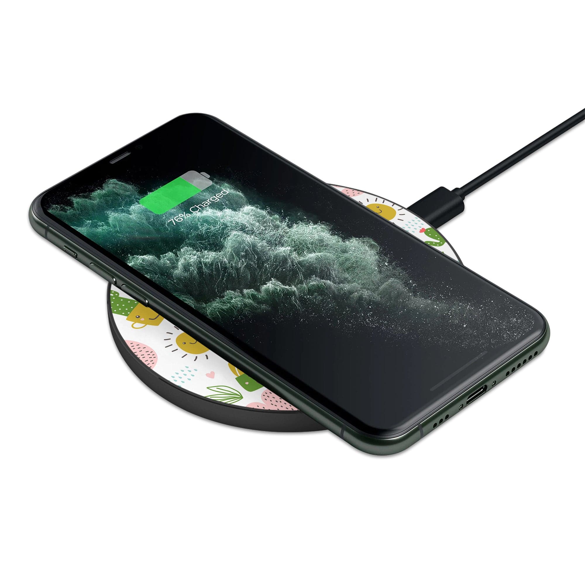 Prickly Sunshine | Cute Cactus Wireless Charging Pad in Black