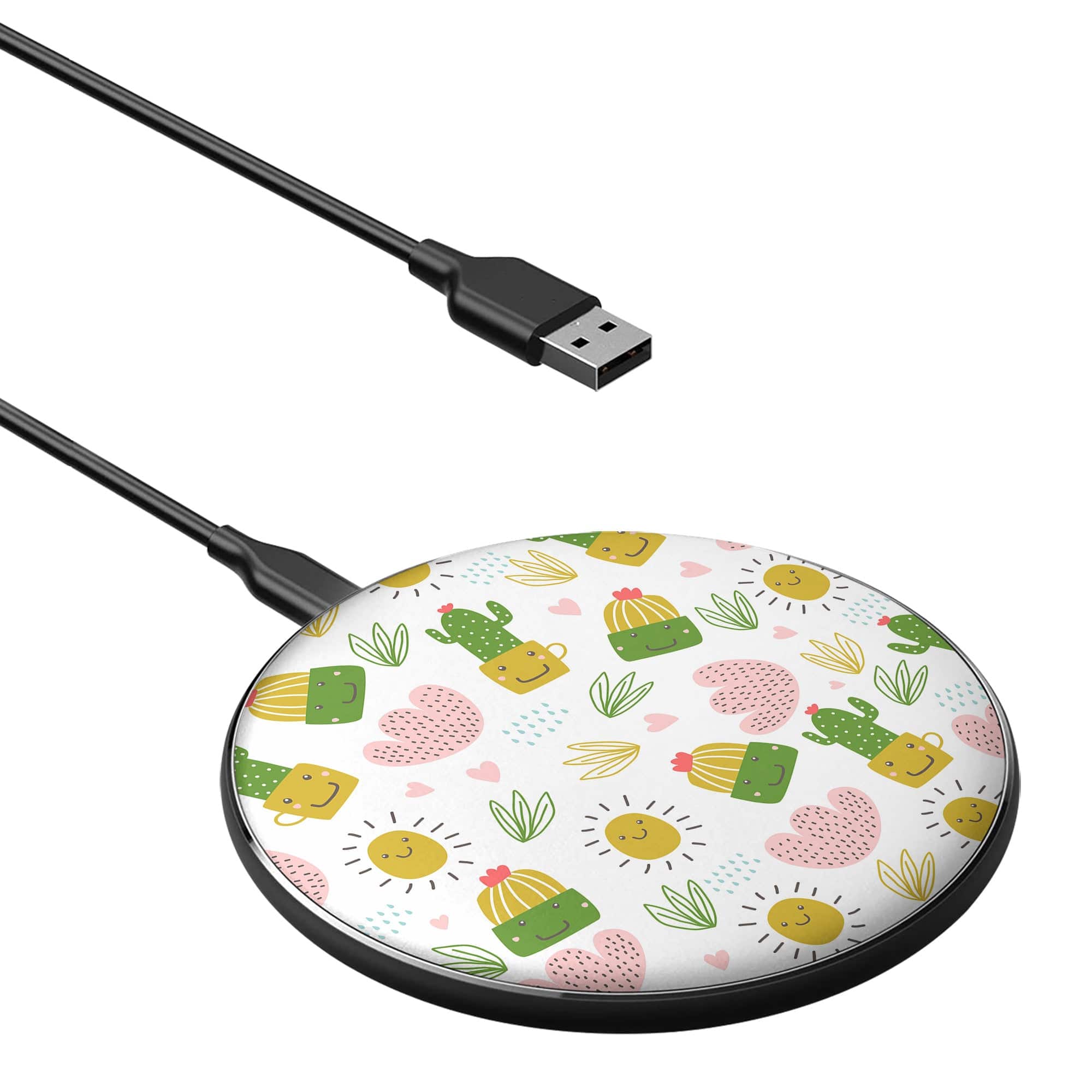 Prickly Sunshine | Cute Cactus Wireless Charging Pad in Black