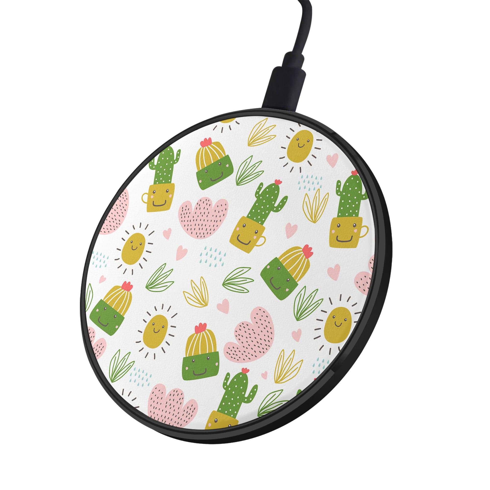 Prickly Sunshine | Cute Cactus Wireless Charging Pad in Black