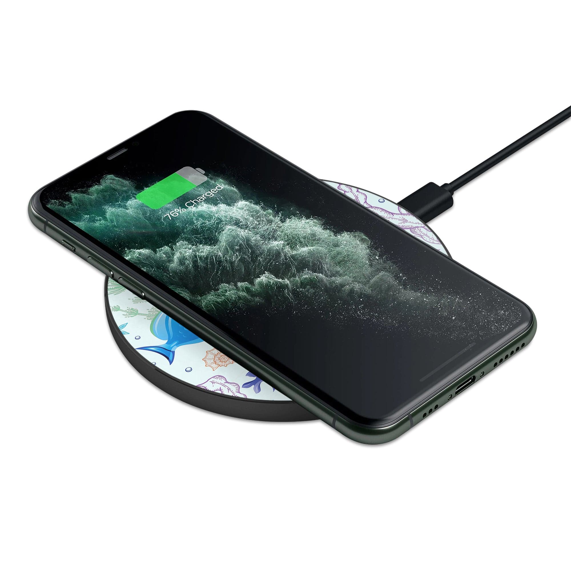 Radiant Reef | Tropical Fish Wireless Charging Pad in Black