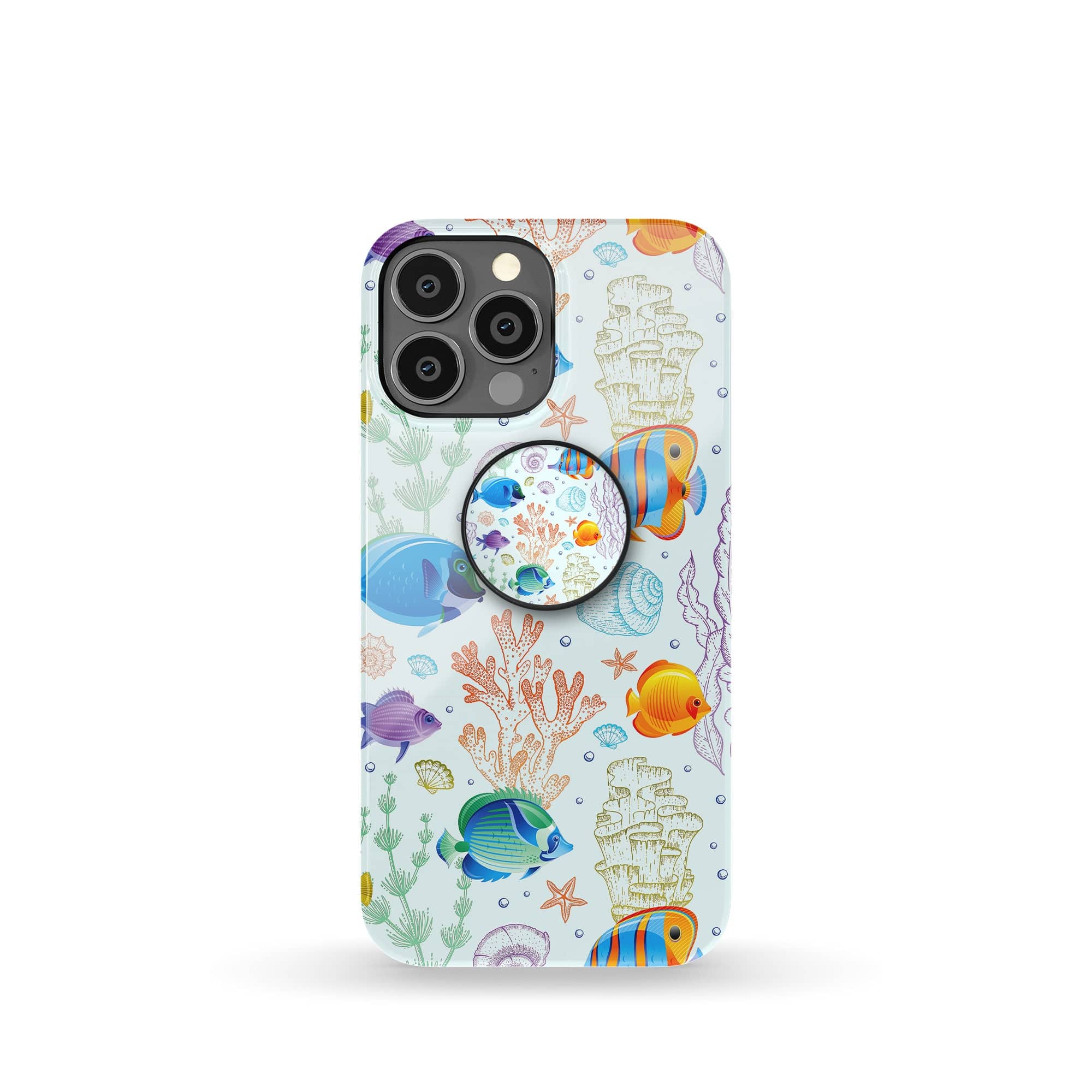 Radiant Reef | Tropical Fish Foldable Phone Grip in Black