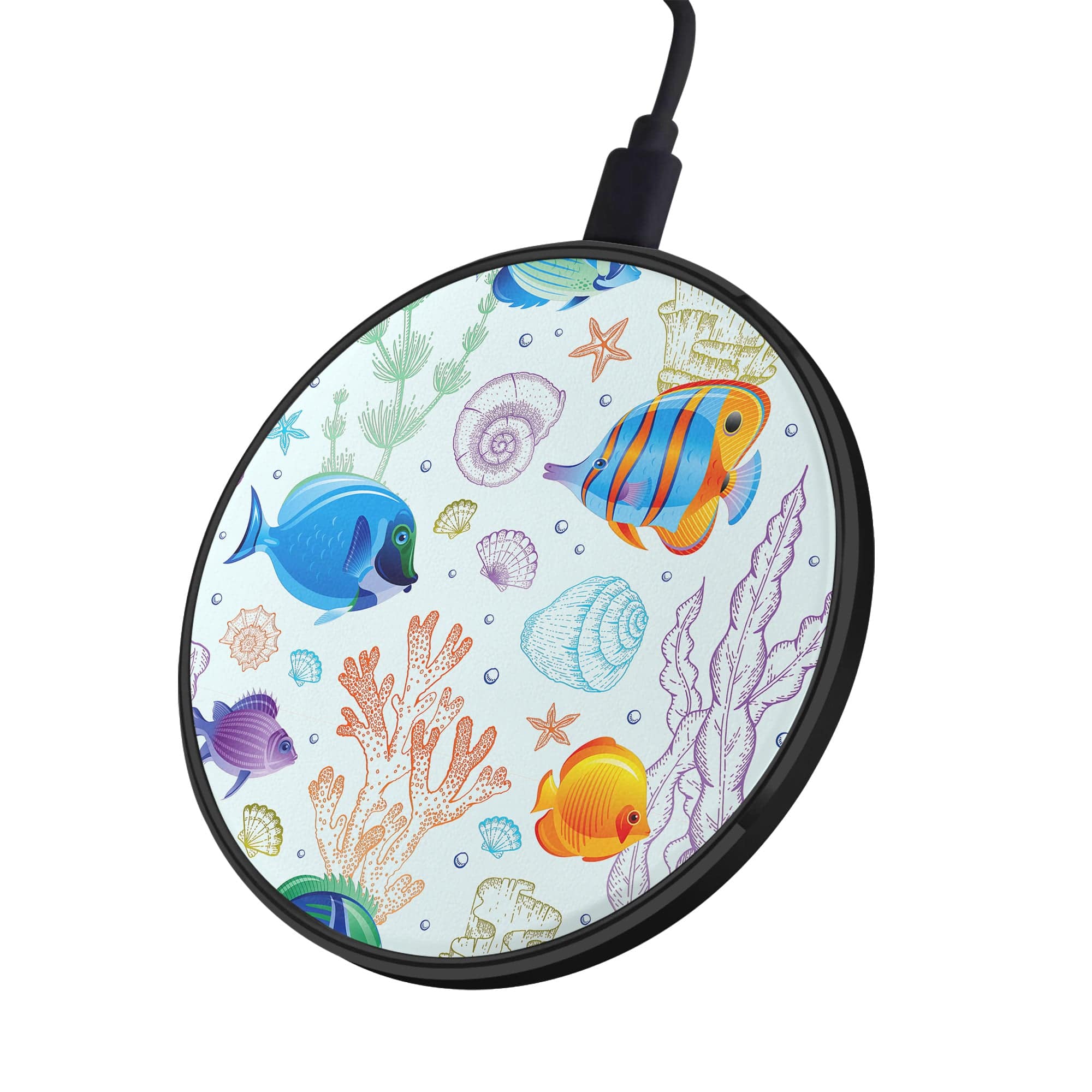 Radiant Reef | Tropical Fish Wireless Charging Pad in Black