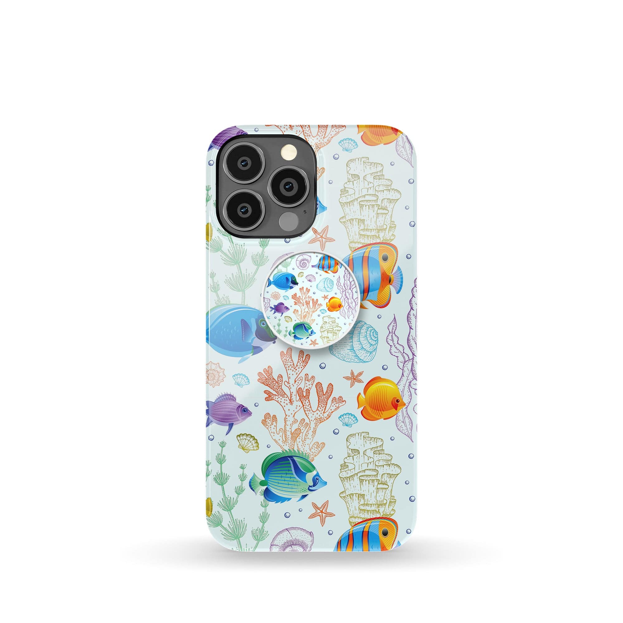 Radiant Reef | Tropical Fish Foldable Phone Grip in White