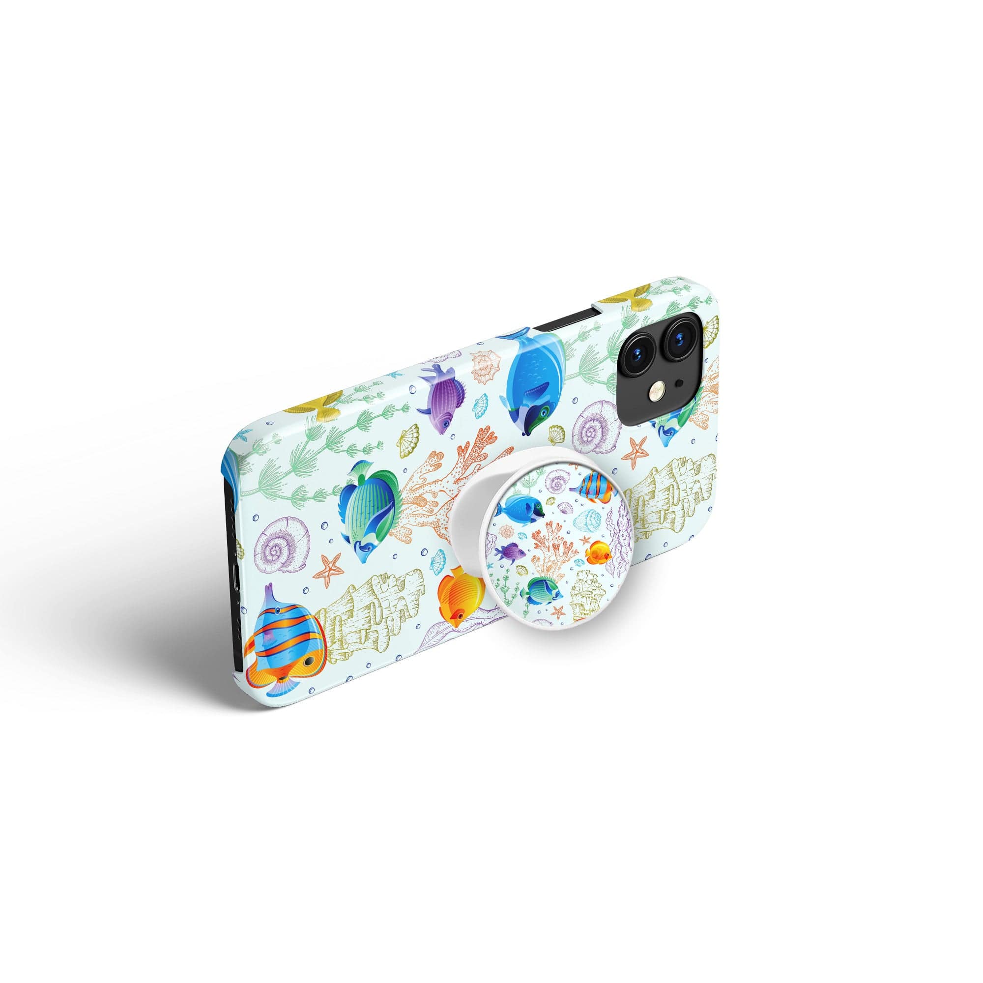 Radiant Reef | Tropical Fish Foldable Phone Grip in White