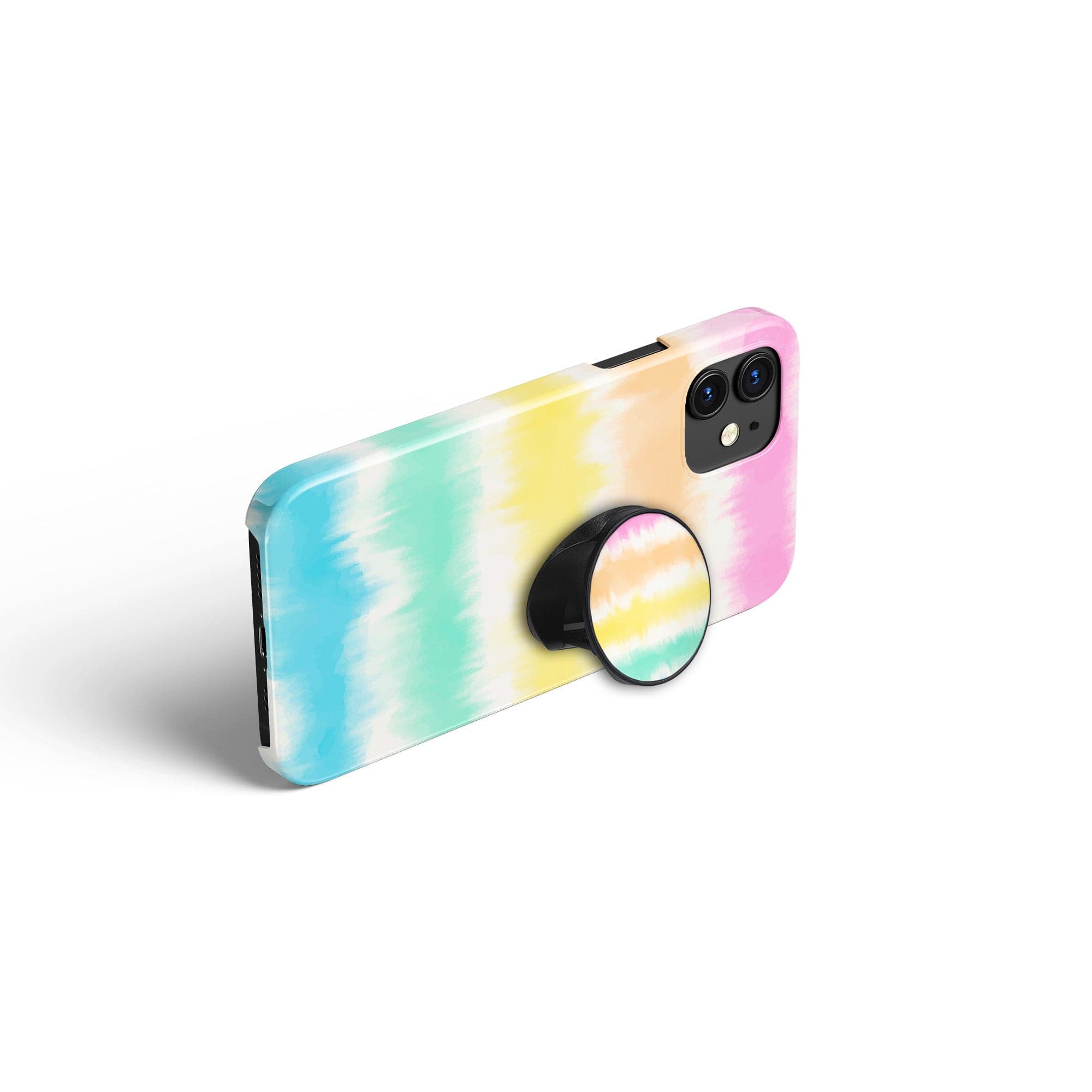 Rainbow Static | Tie Dye Foldable Phone Grip in Black