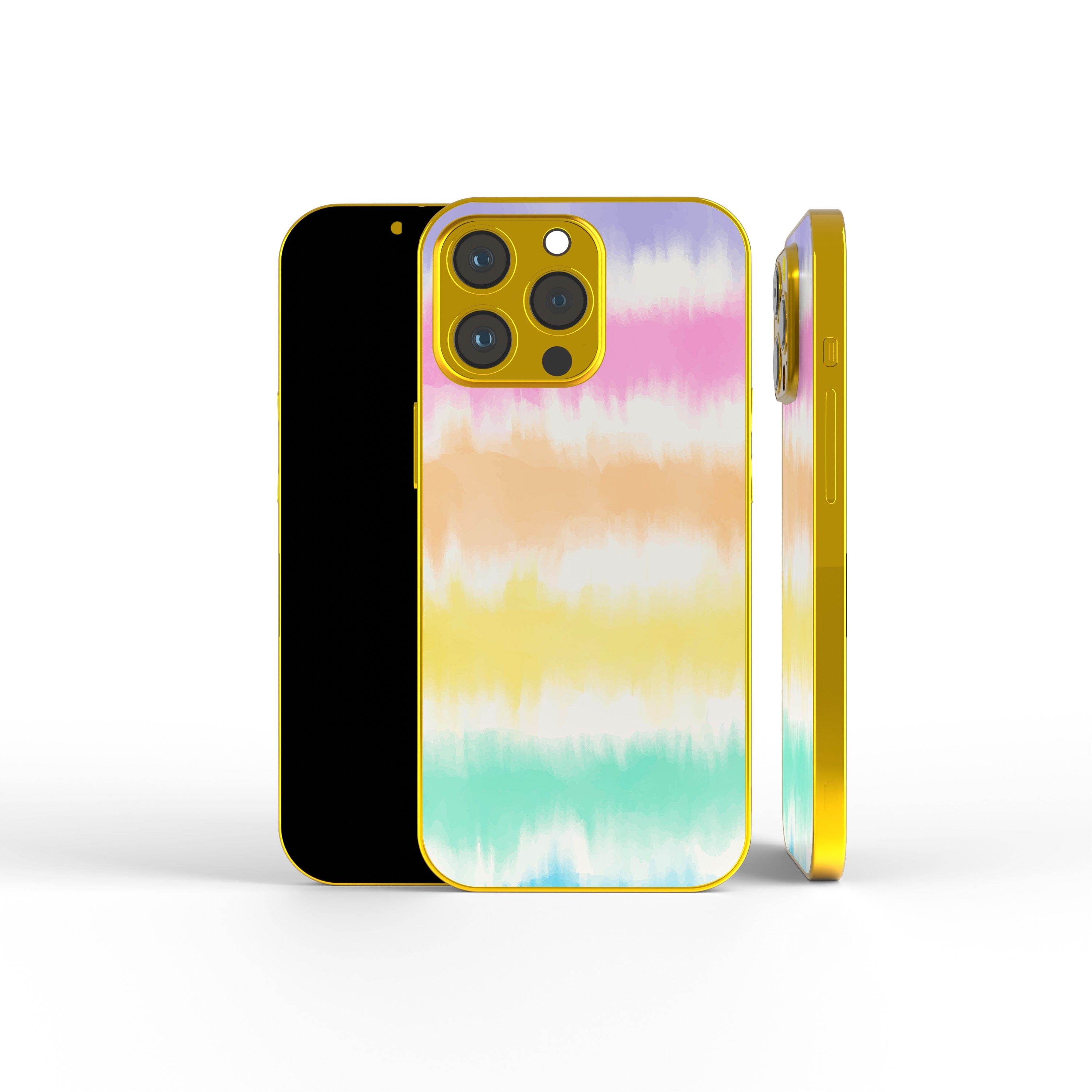 Rainbow Static | Tie Dye Precious Metals Case in Gold