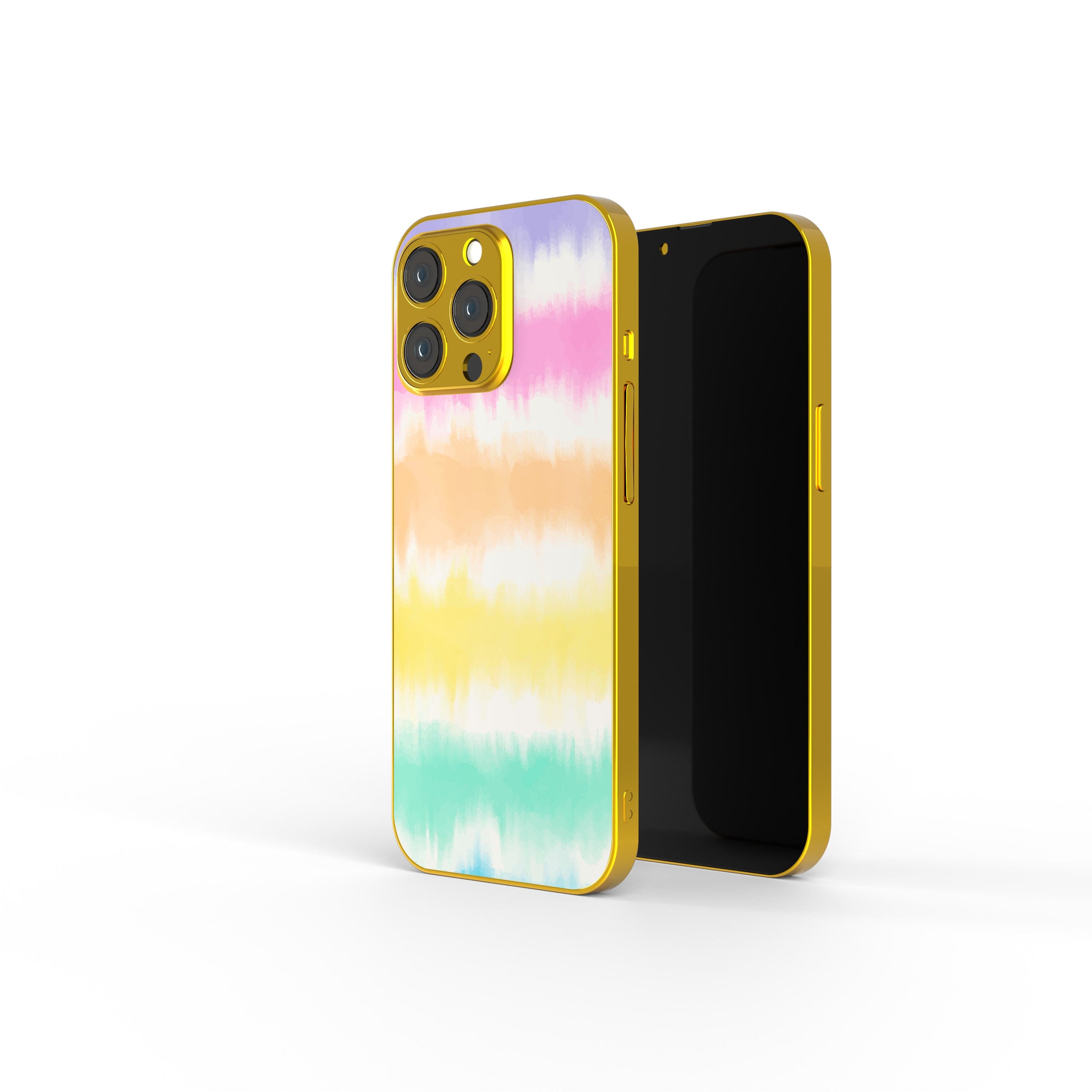 Rainbow Static | Tie Dye Precious Metals Case in Gold