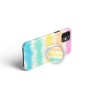 Rainbow Static | Tie Dye Foldable Phone Grip in White