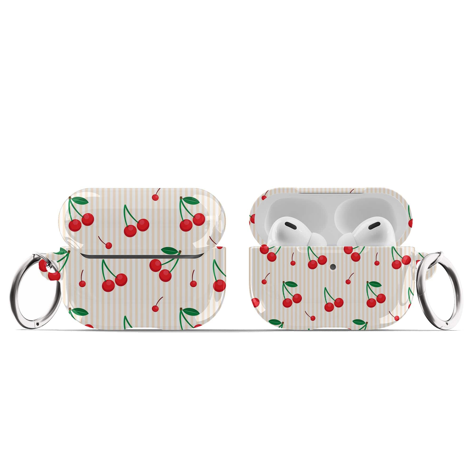 Retro Fruit | Cherry Apple AirPods Case for AirPods 3 & AirPods Pro 1&2 Silver