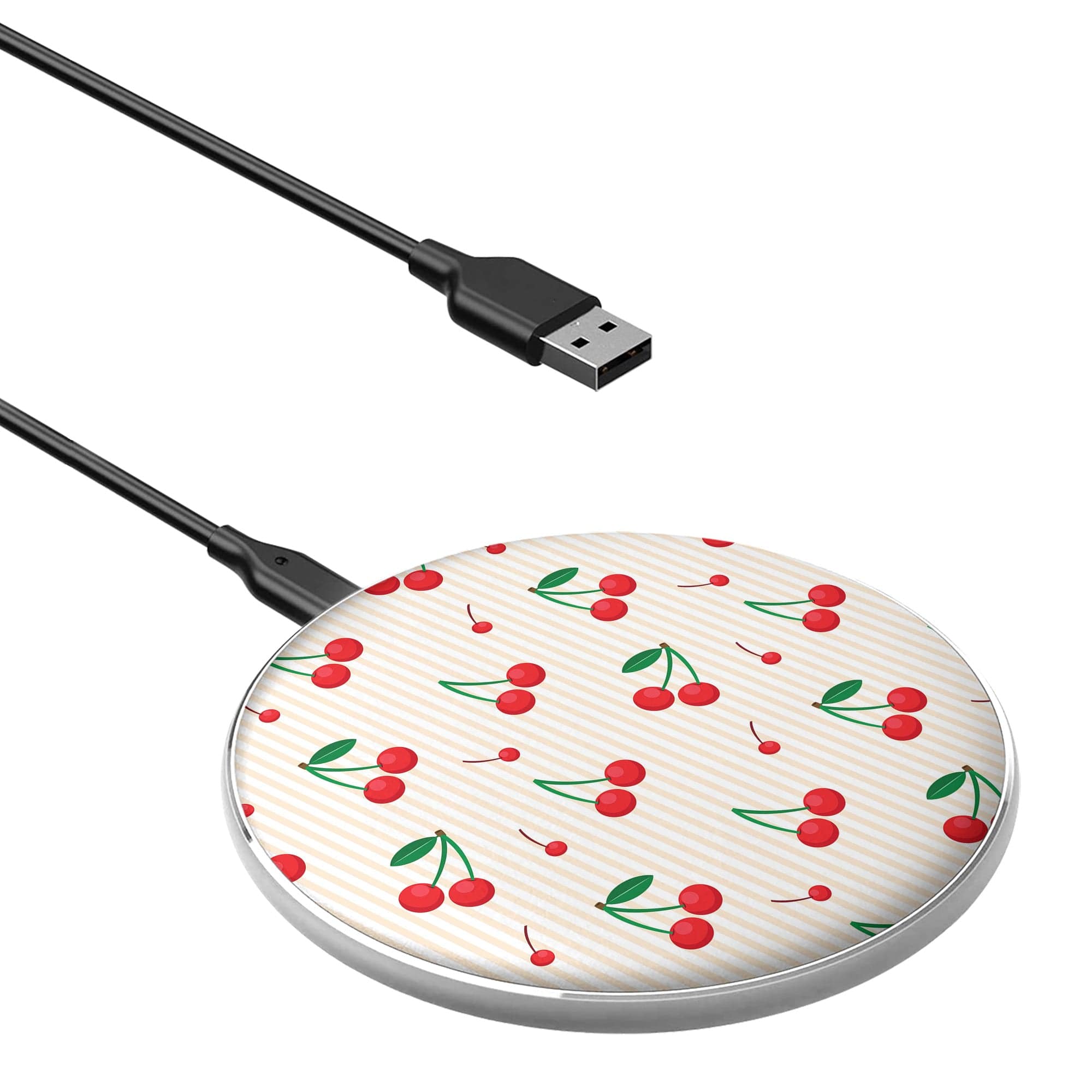 Retro Fruit | Cherry Wireless Charging Pad in Silver