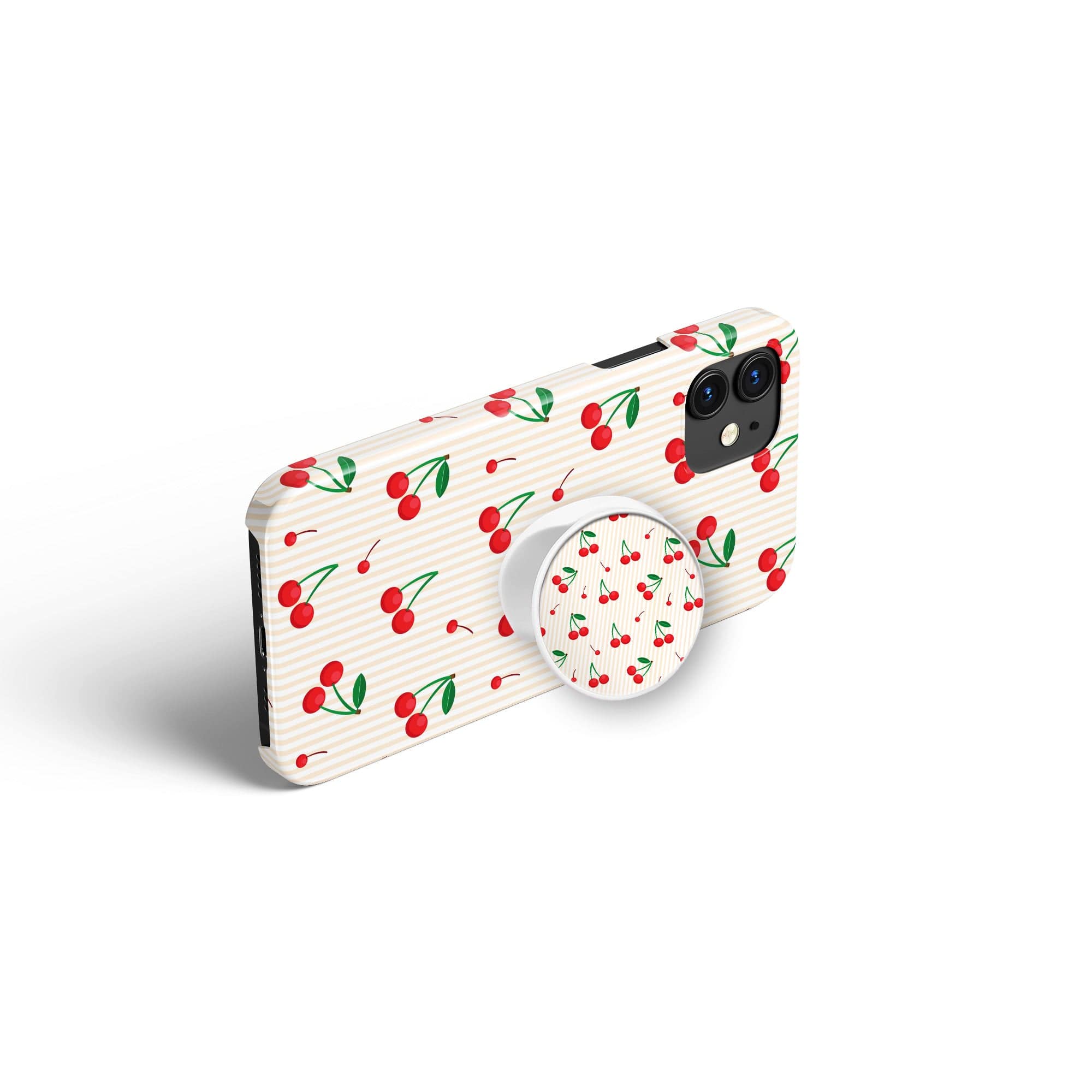 Retro Fruit | Cherry Foldable Phone Grip in White