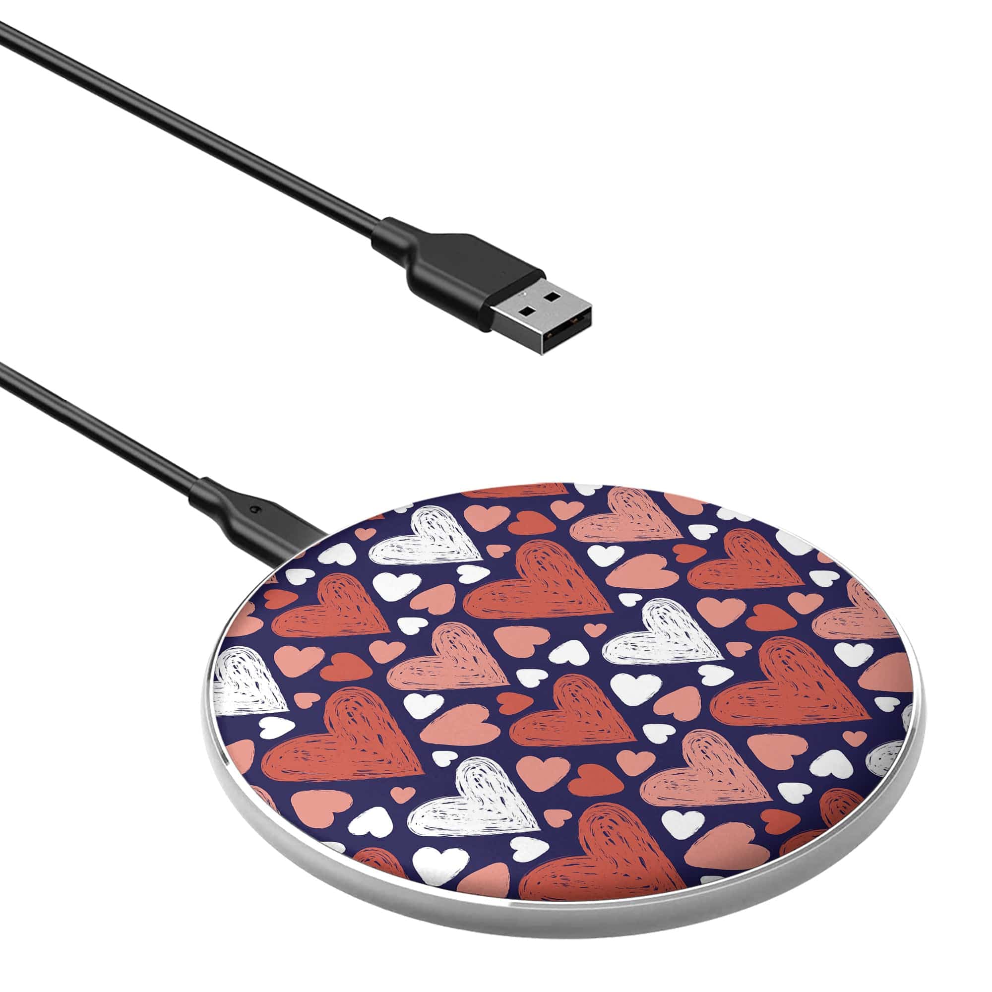 Sketchy Love | Hearts Wireless Charging Pad in Silver