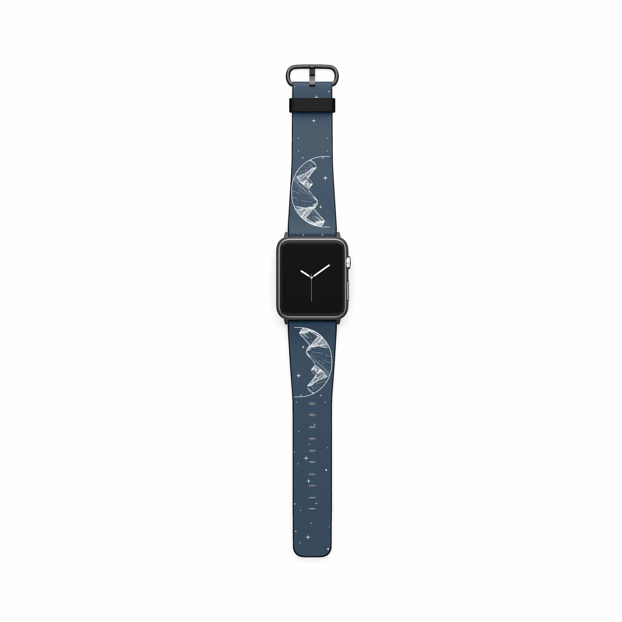 Space Mountains | Minimalistic Space Apple Watch Band for 38/40/41 mm Watch in Black