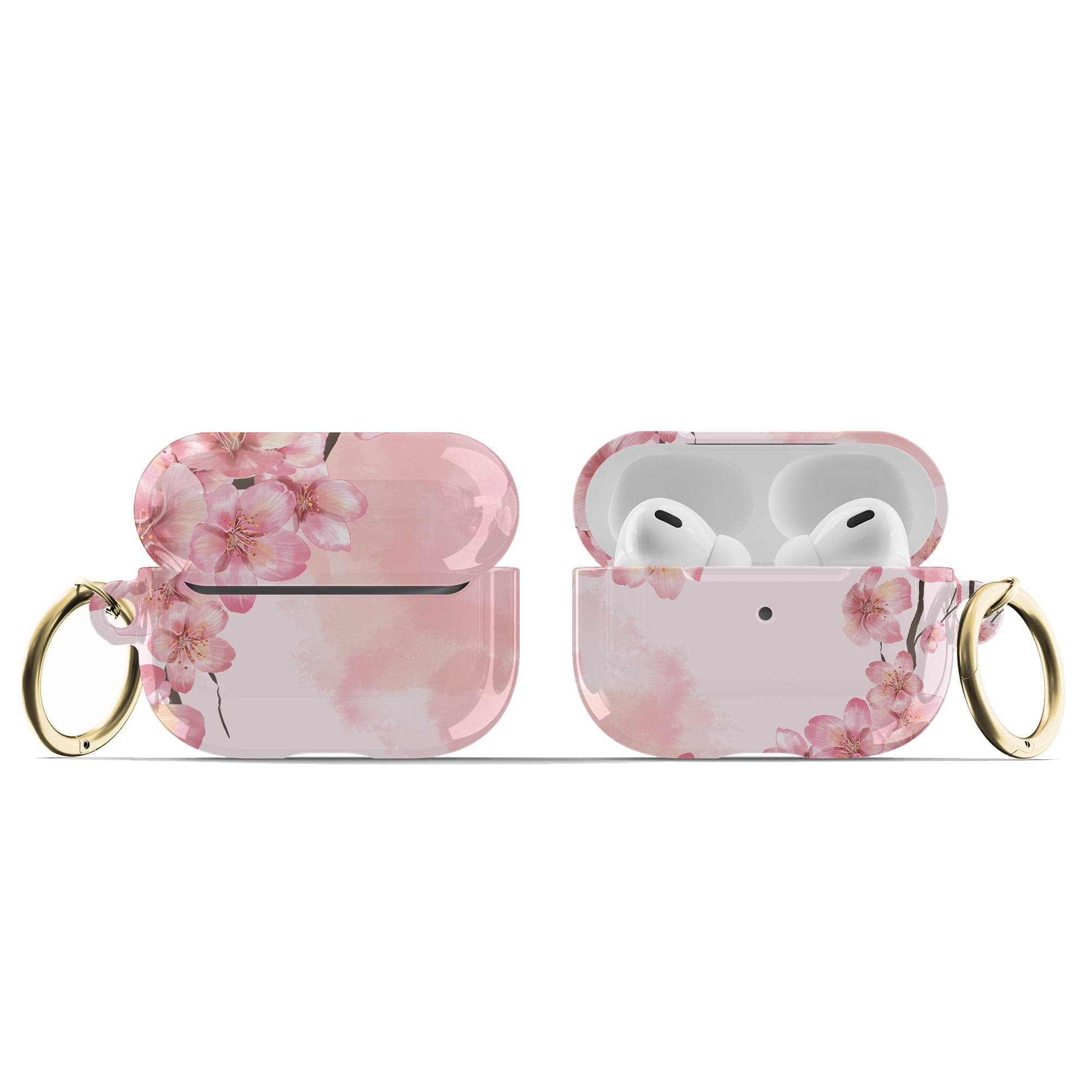 Spring Blush | Cherry Blossoms Floral Apple AirPods Case for AirPods 3 & AirPods Pro 1&2 Gold