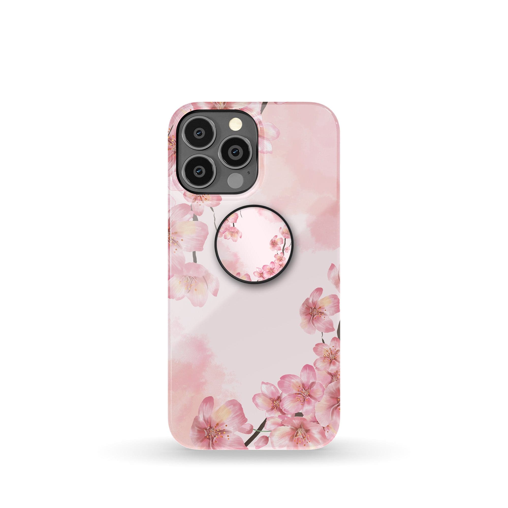 Spring Blush | Cherry Blossoms Floral Foldable Phone Grip in Black