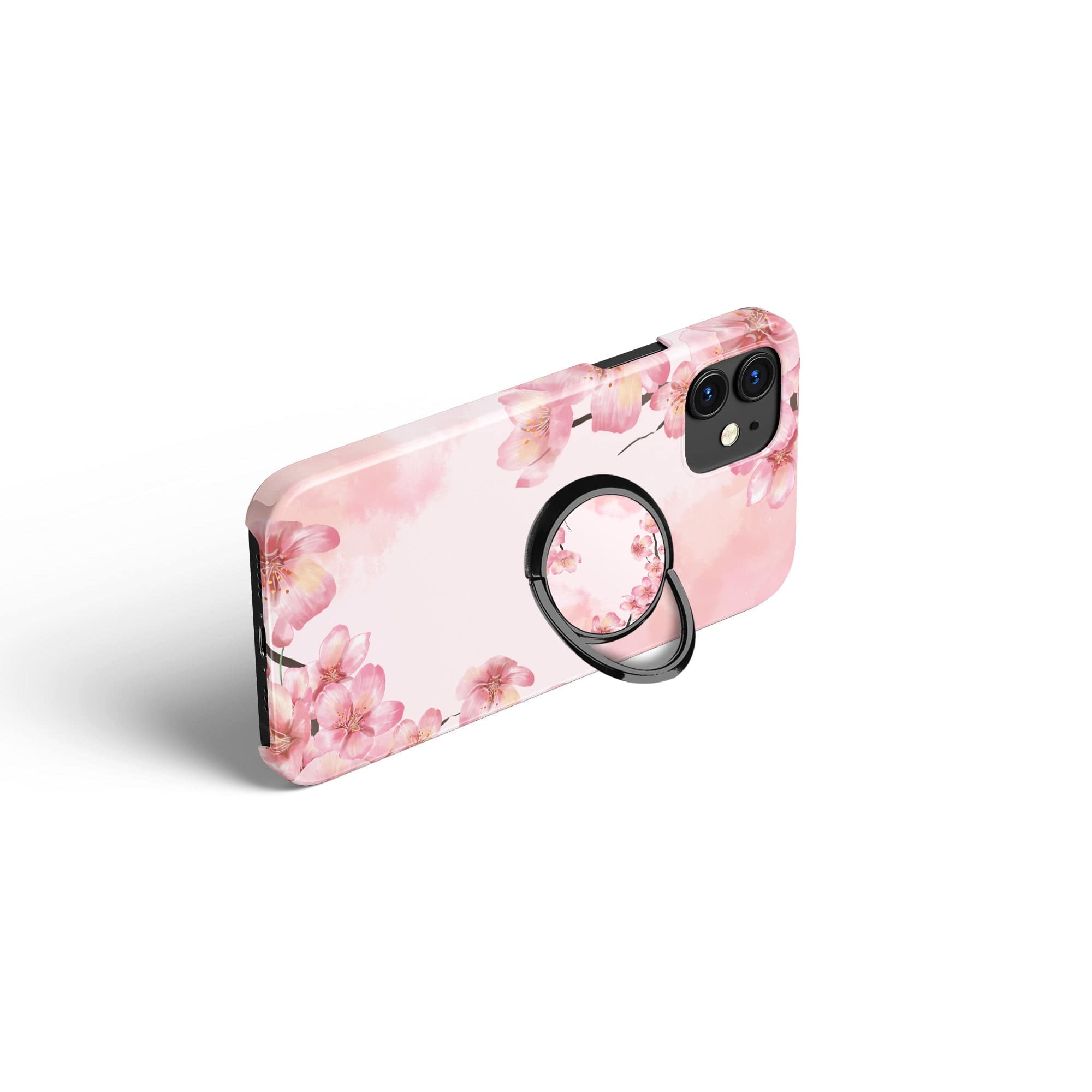 Spring Blush | Cherry Blossoms Floral Ring Holder in Black