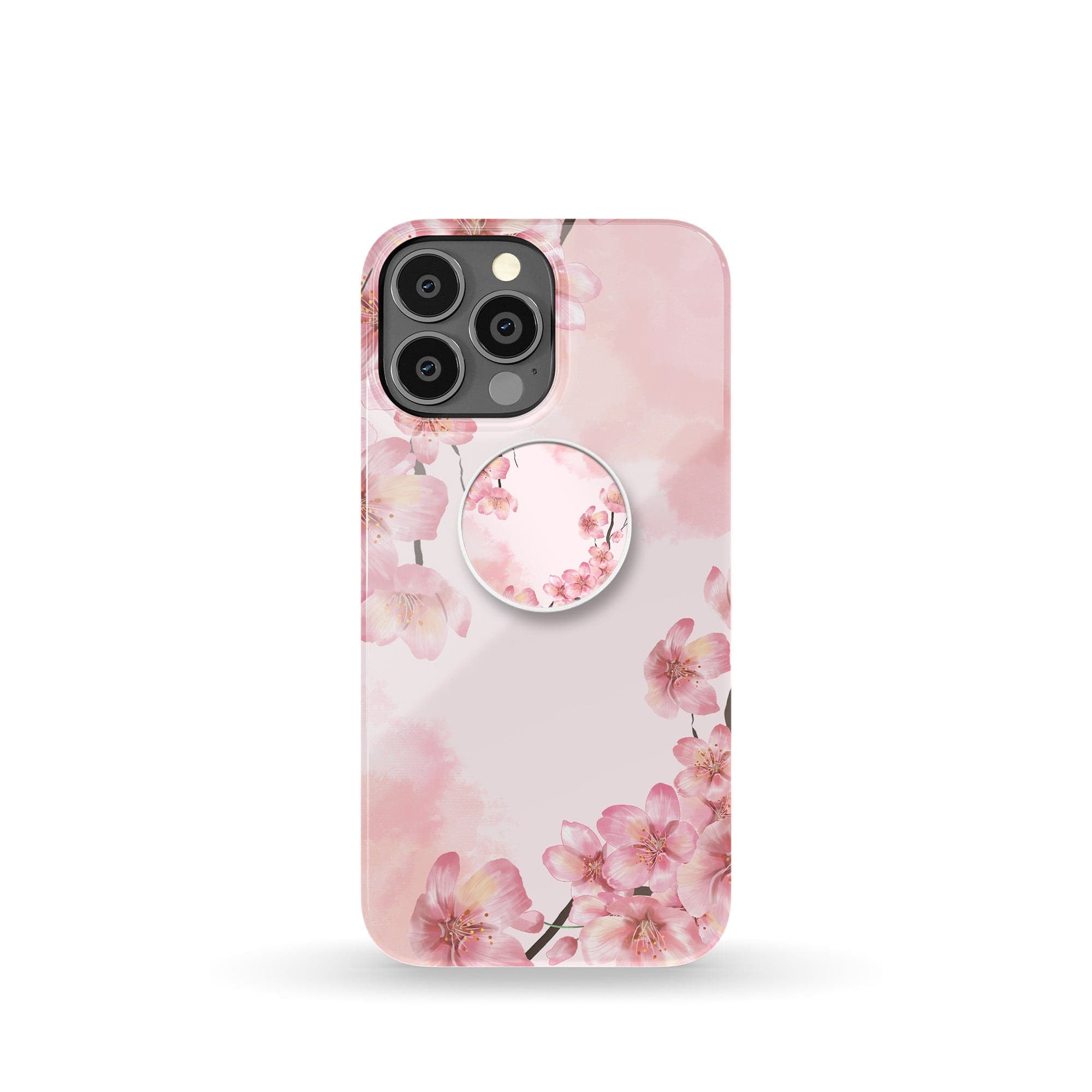 Spring Blush | Cherry Blossoms Floral Foldable Phone Grip in White