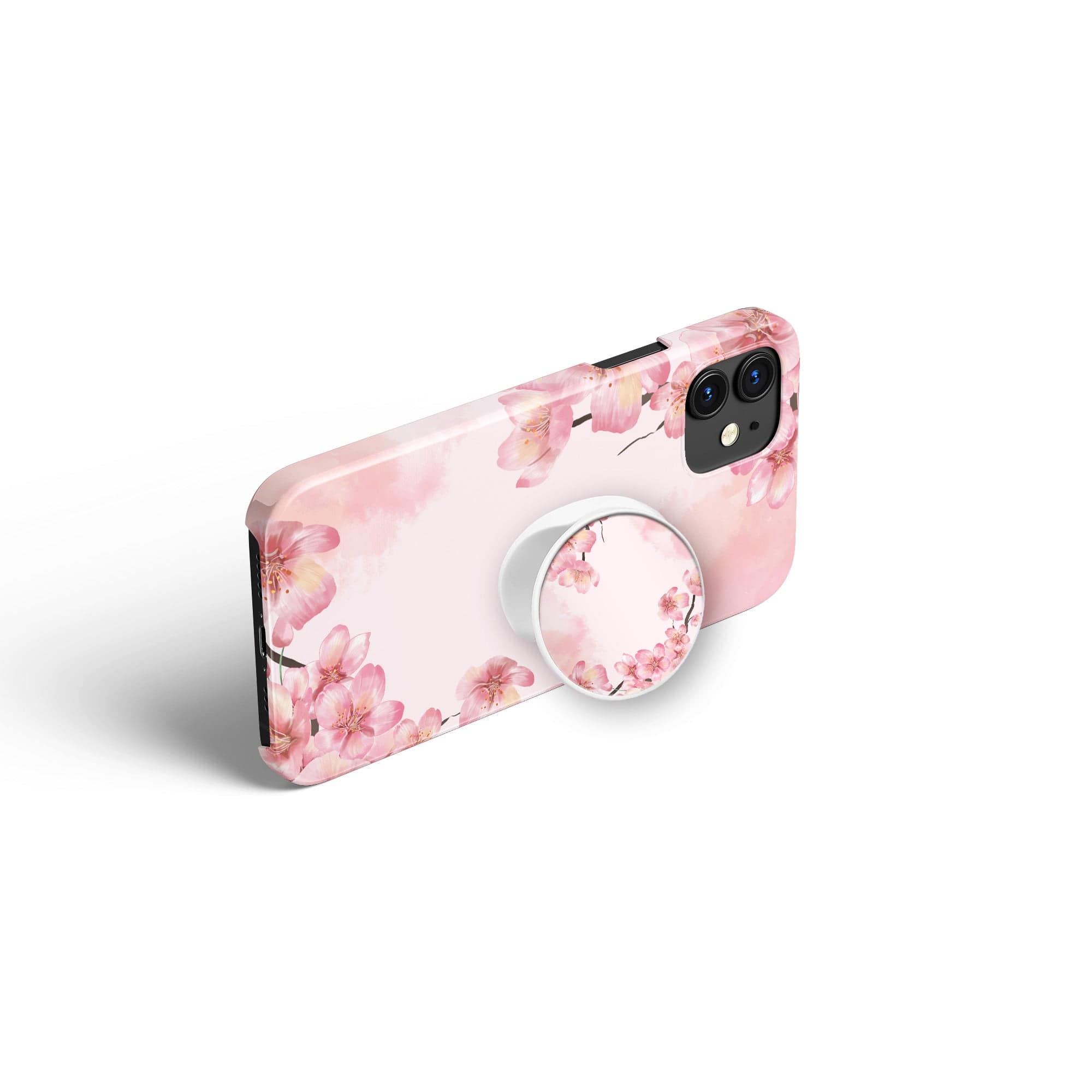 Spring Blush | Cherry Blossoms Floral Foldable Phone Grip in White