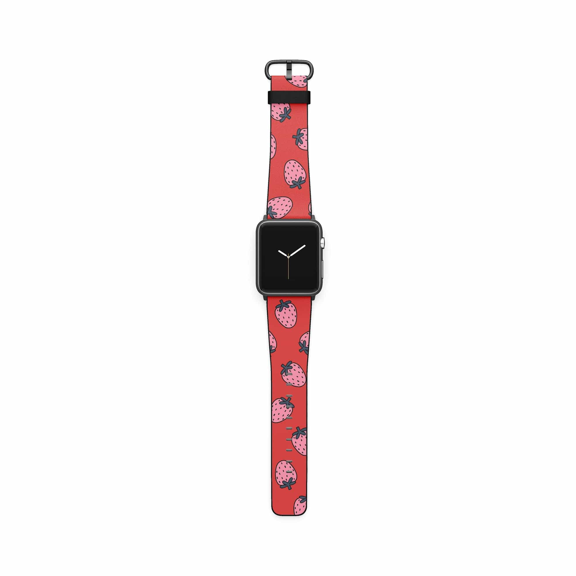 Strawberry Fields | Strawberry Apple Watch Band for 38/40/41 mm Watch in Black