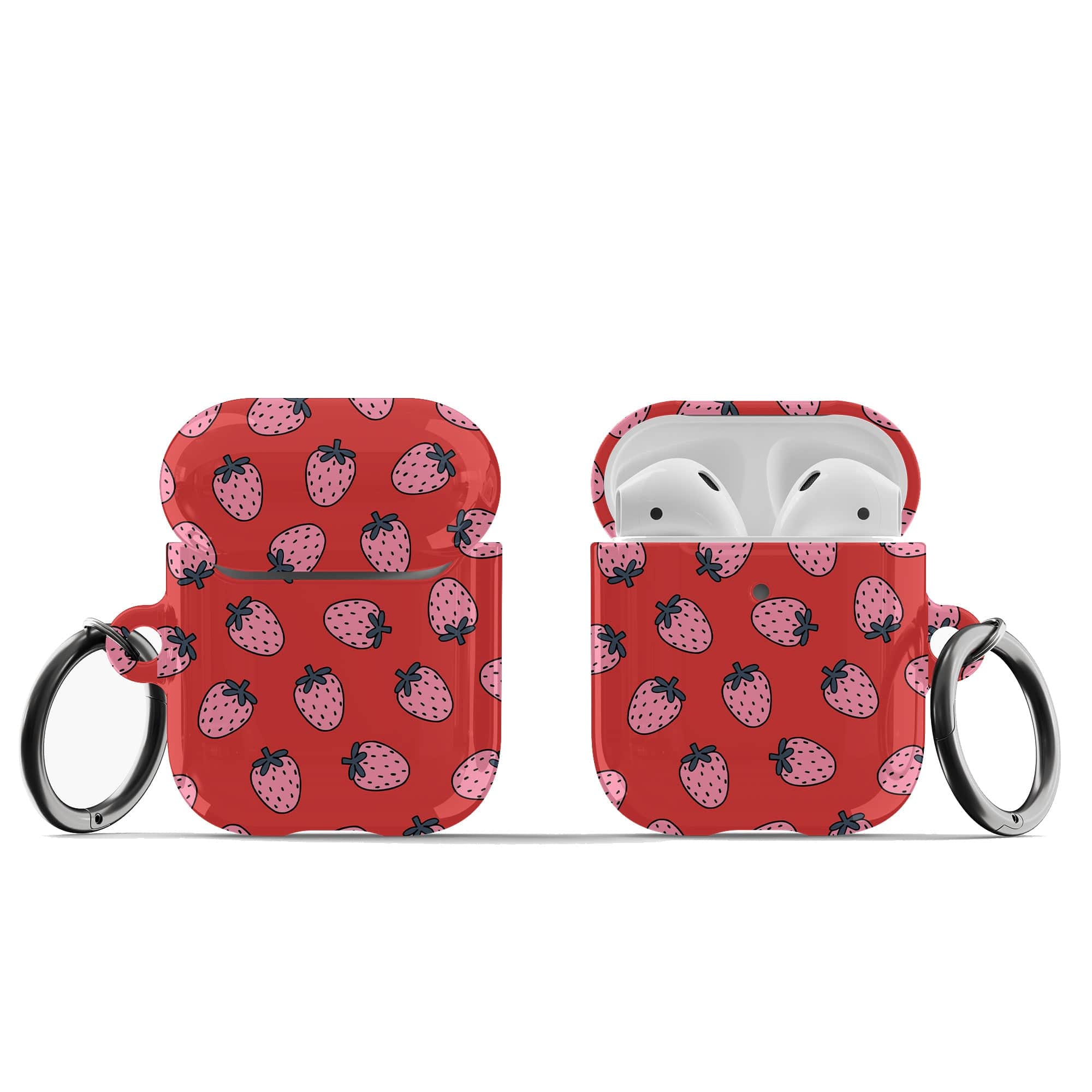 Strawberry Fields | Strawberry Apple AirPods Case for AirPods 1&2 Black