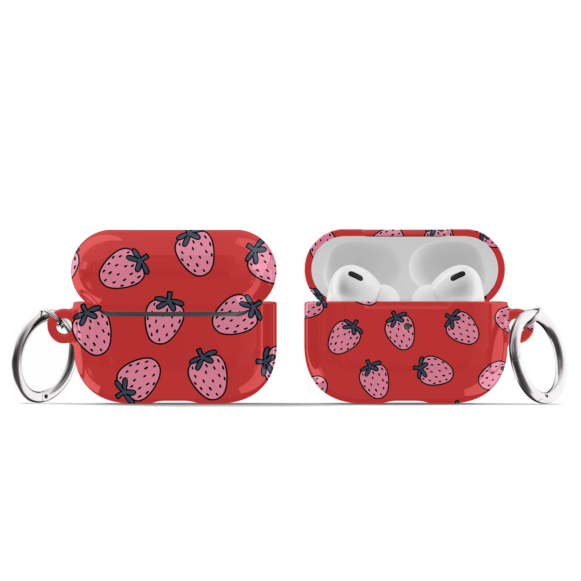 Strawberry Fields | Strawberry Apple AirPods Case for AirPods 3 & AirPods Pro 1&2 Silver