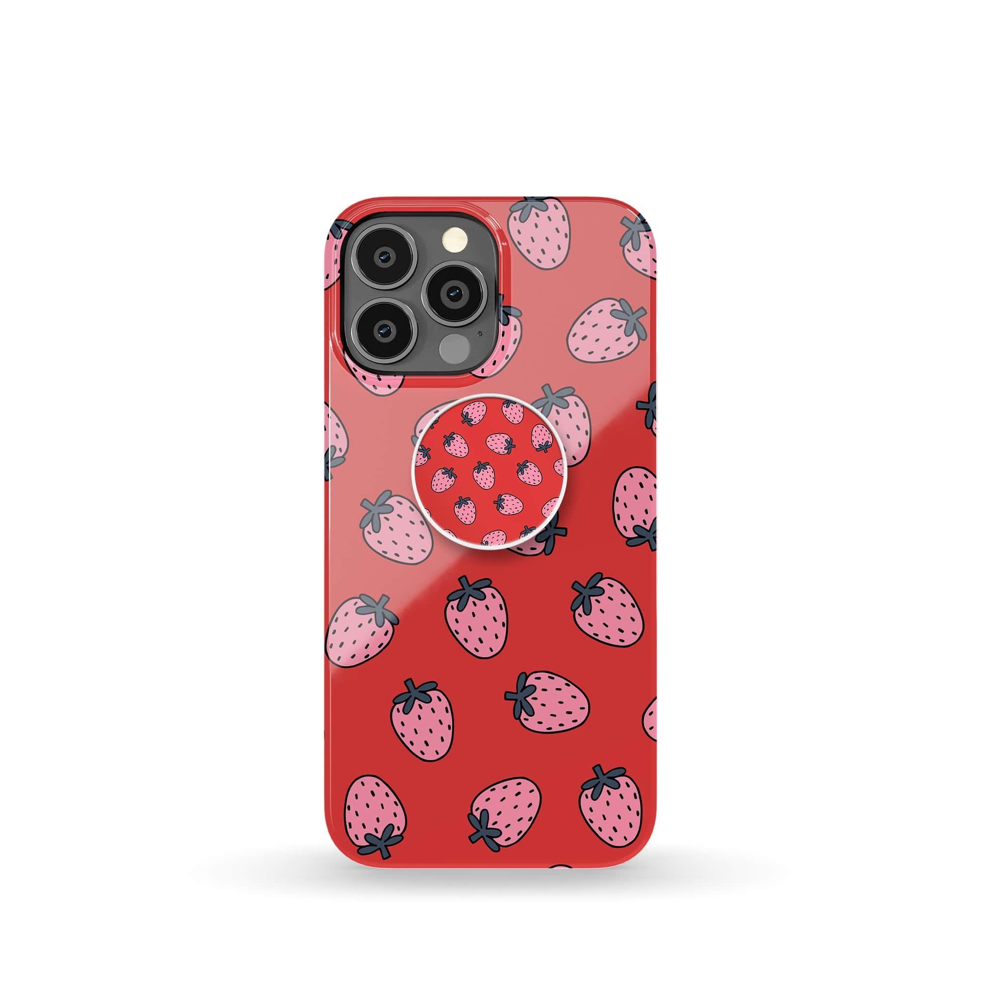 Strawberry Fields | Strawberry Foldable Phone Grip in White