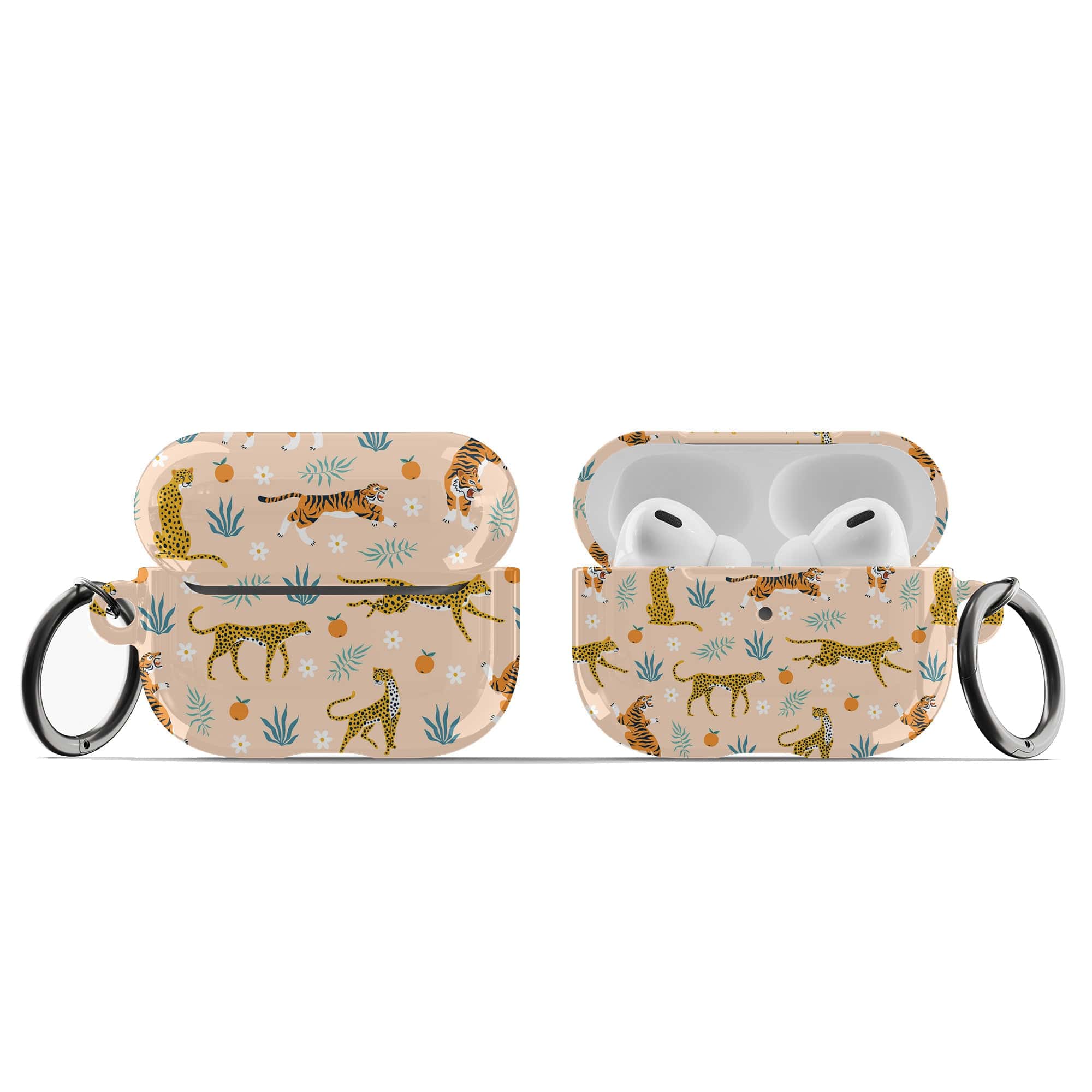 Tangerine Dream | Designer Wild Cat Apple AirPods Case for AirPods 3 & AirPods Pro 1&2 Black