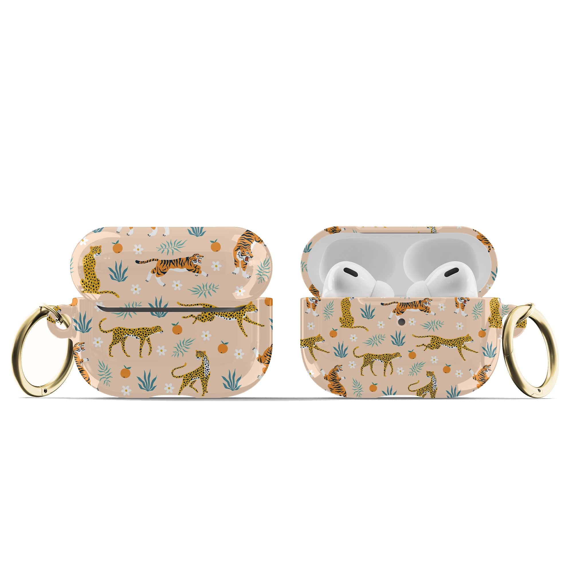 Tangerine Dream | Designer Wild Cat Apple AirPods Case for AirPods 3 & AirPods Pro 1&2 Gold