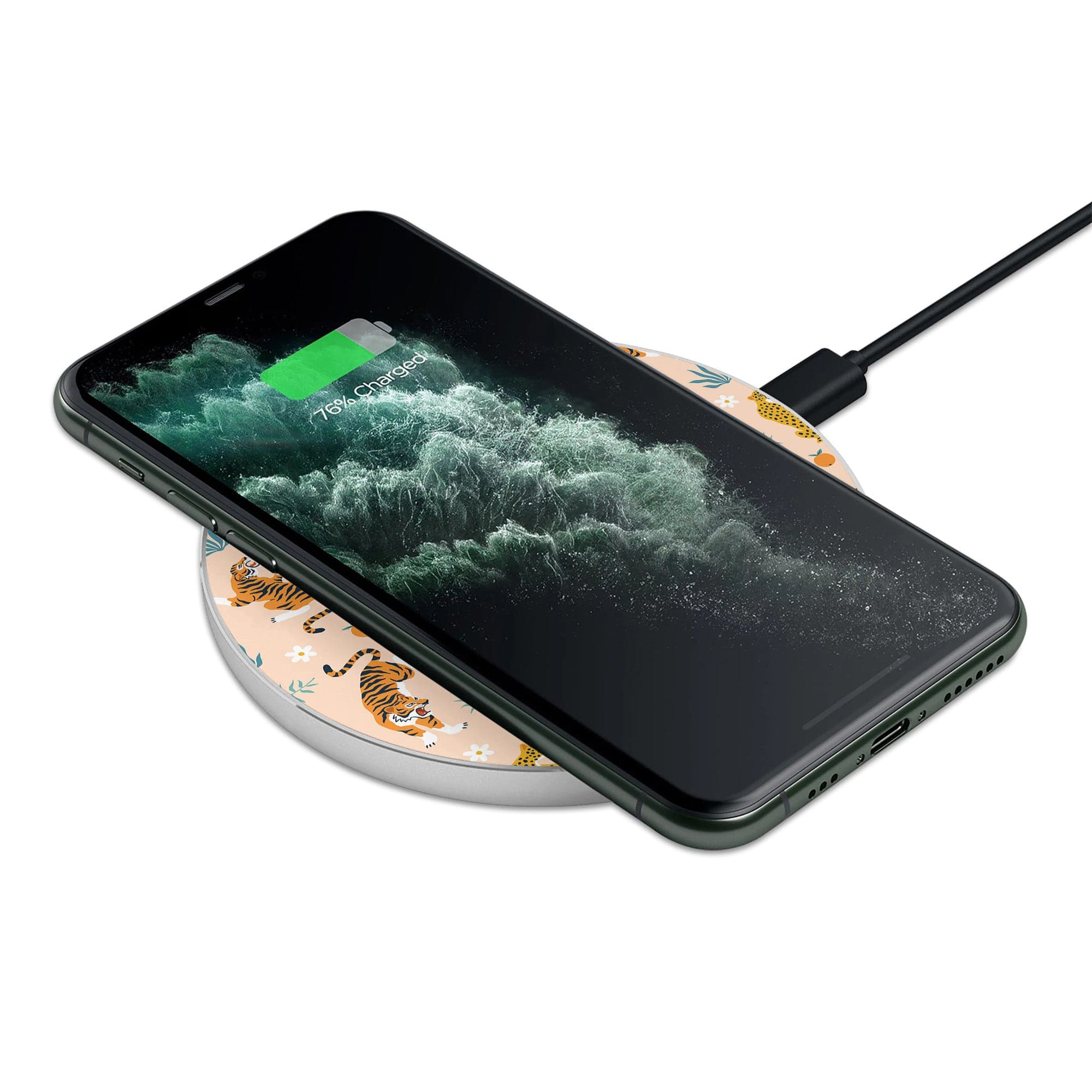 Tangerine Dream | Designer Wild Cat Wireless Charging Pad in Silver