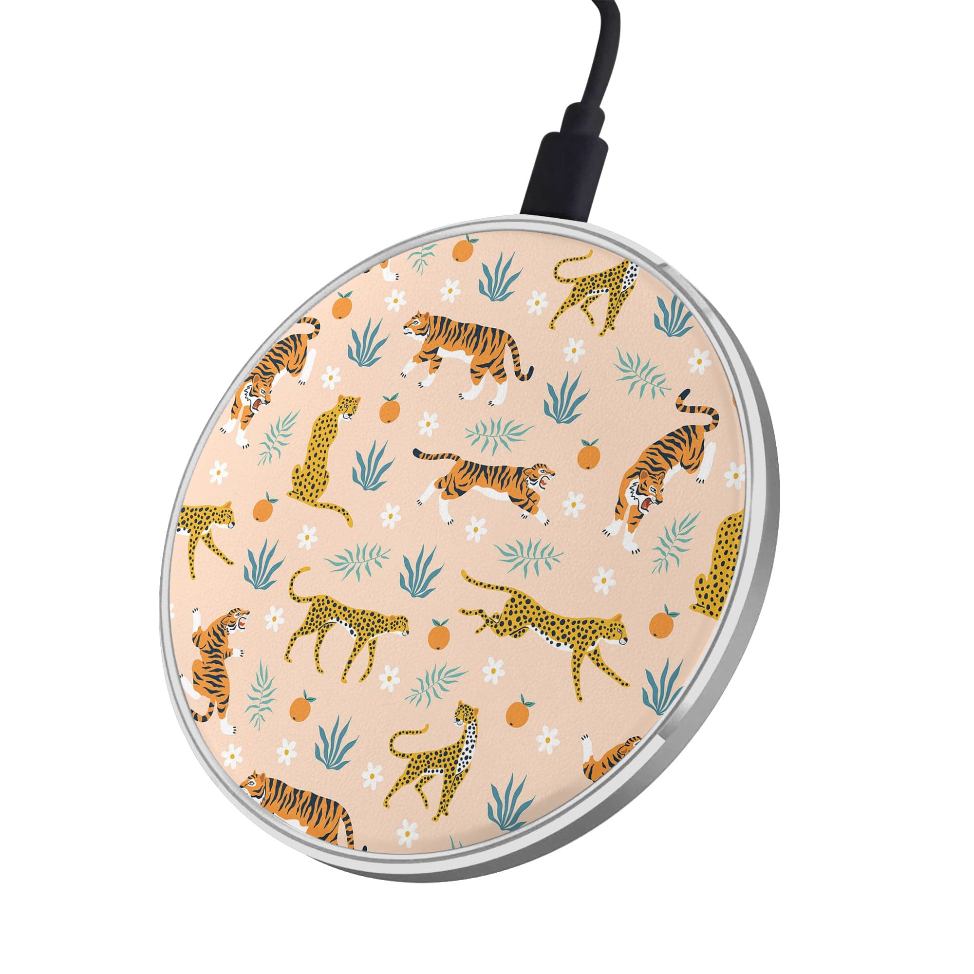 Tangerine Dream | Designer Wild Cat Wireless Charging Pad in Silver