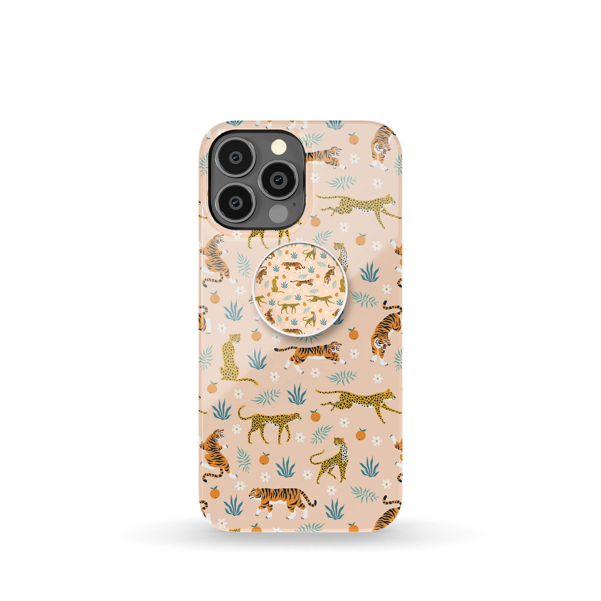 Tangerine Dream | Designer Wild Cat Foldable Phone Grip in White