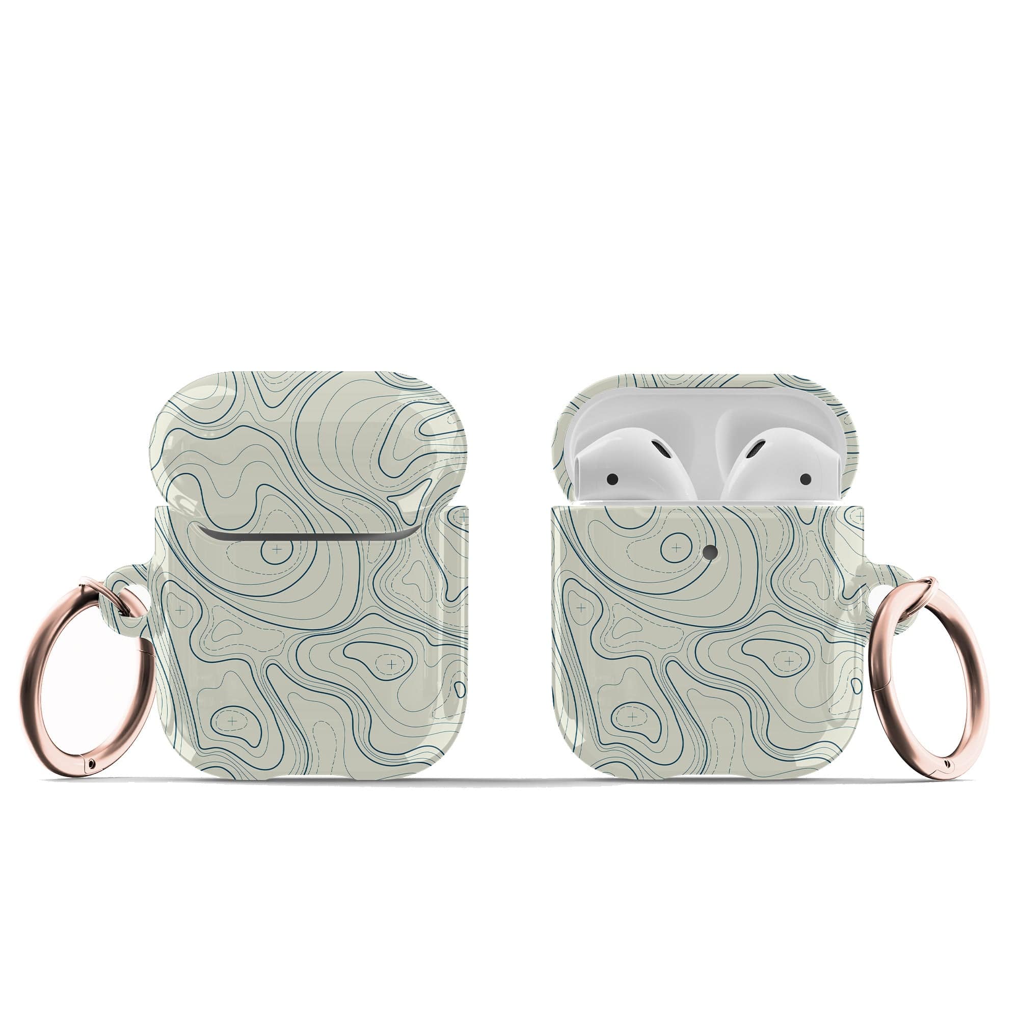 Treasure Island | Abstract Lines Pattern Apple AirPods Case for AirPods 1&2 Rose Gold