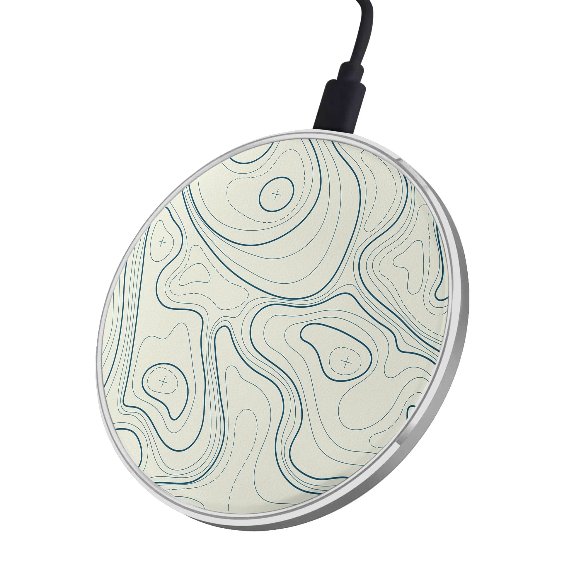 Treasure Island | Abstract Lines Pattern Wireless Charging Pad in Silver