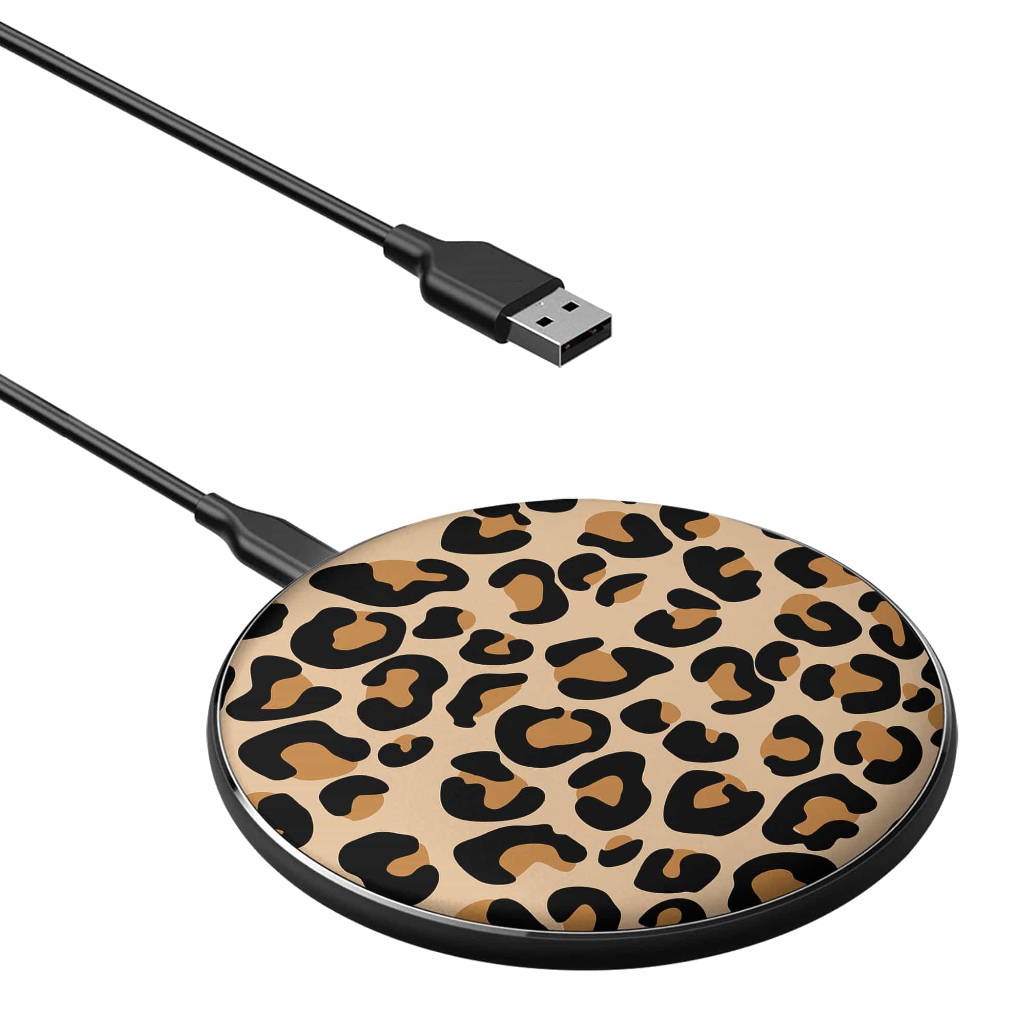 Wild Spots | Leopard Print Wireless Charging Pad in Black