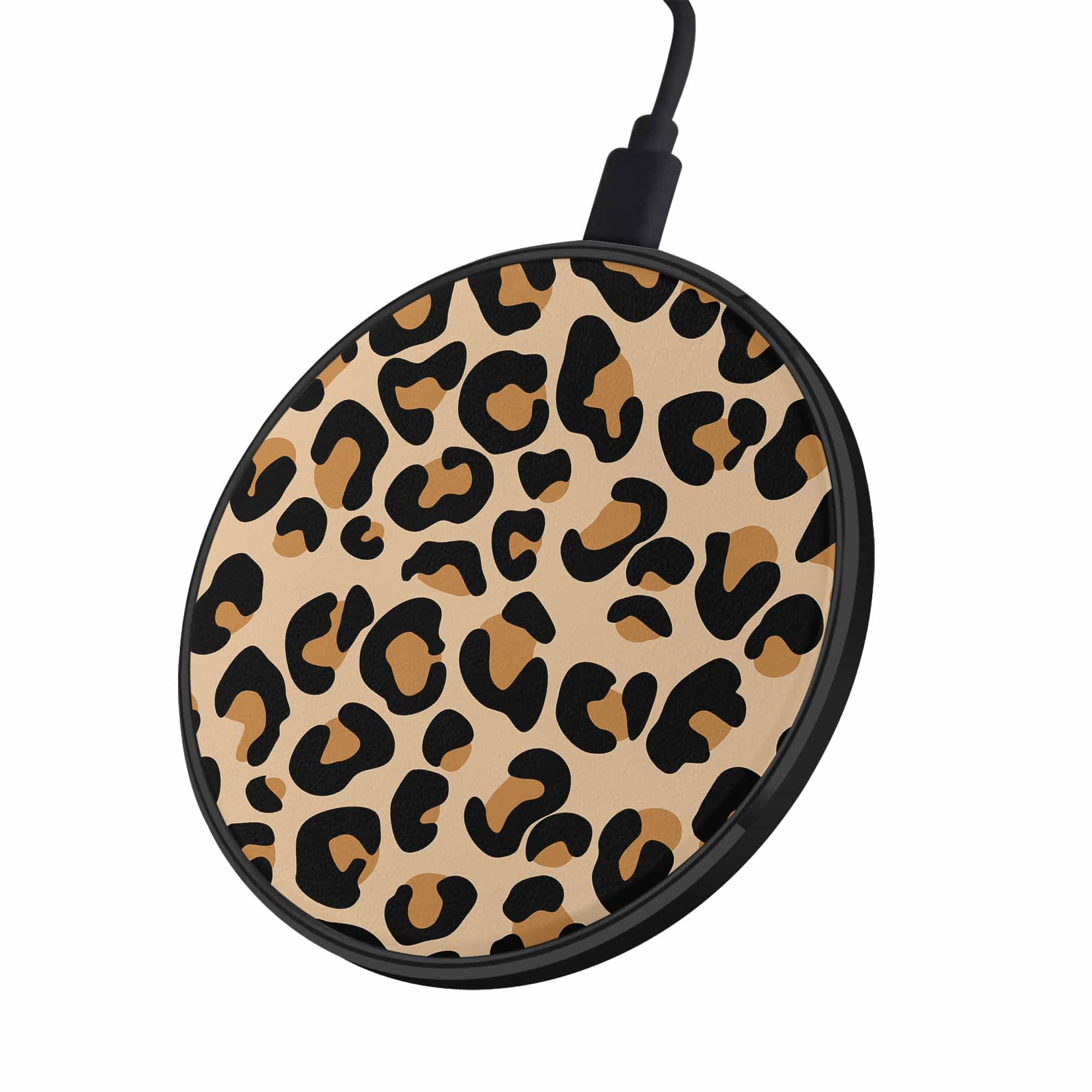 Wild Spots | Leopard Print Wireless Charging Pad in Black