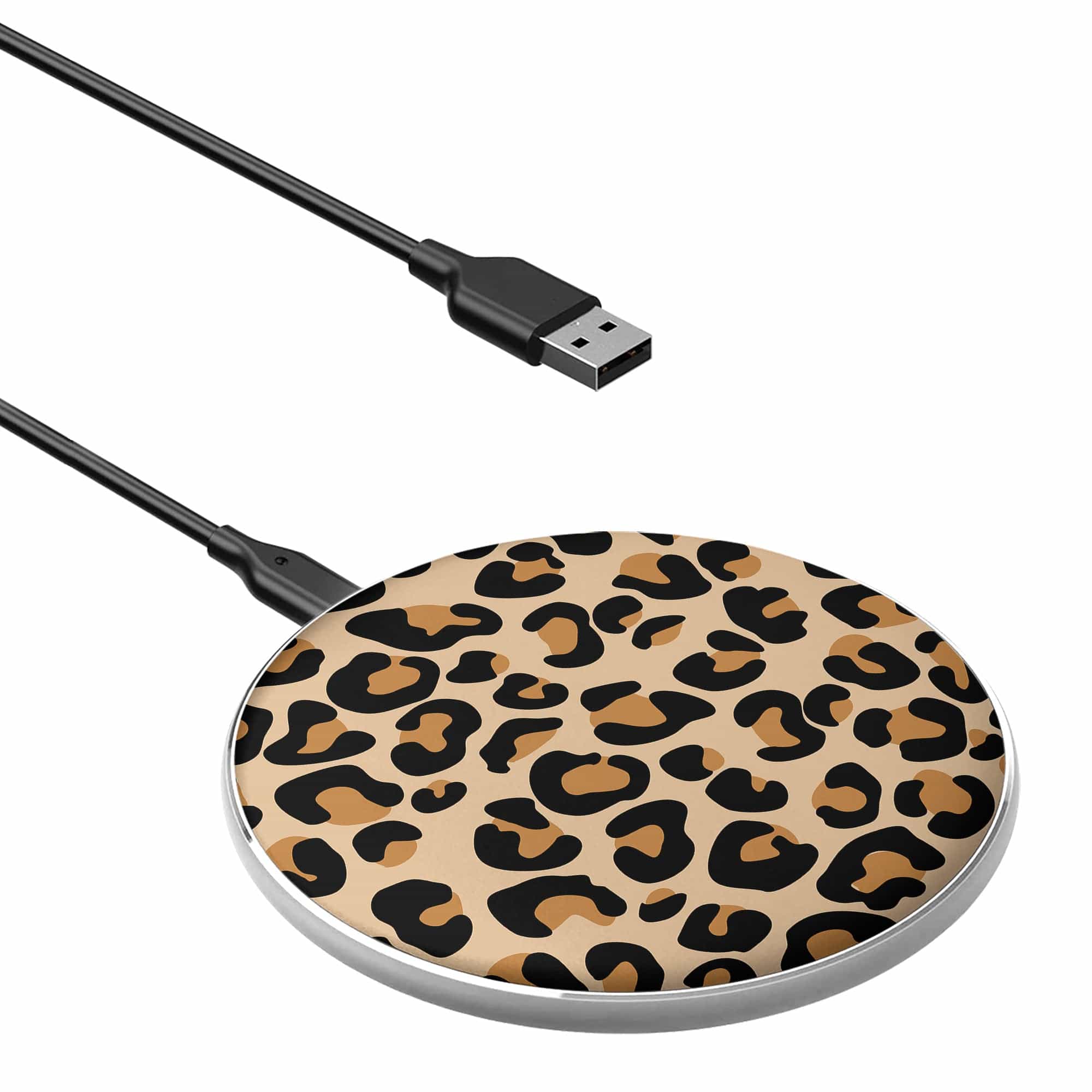 Wild Spots | Leopard Print Wireless Charging Pad in Silver