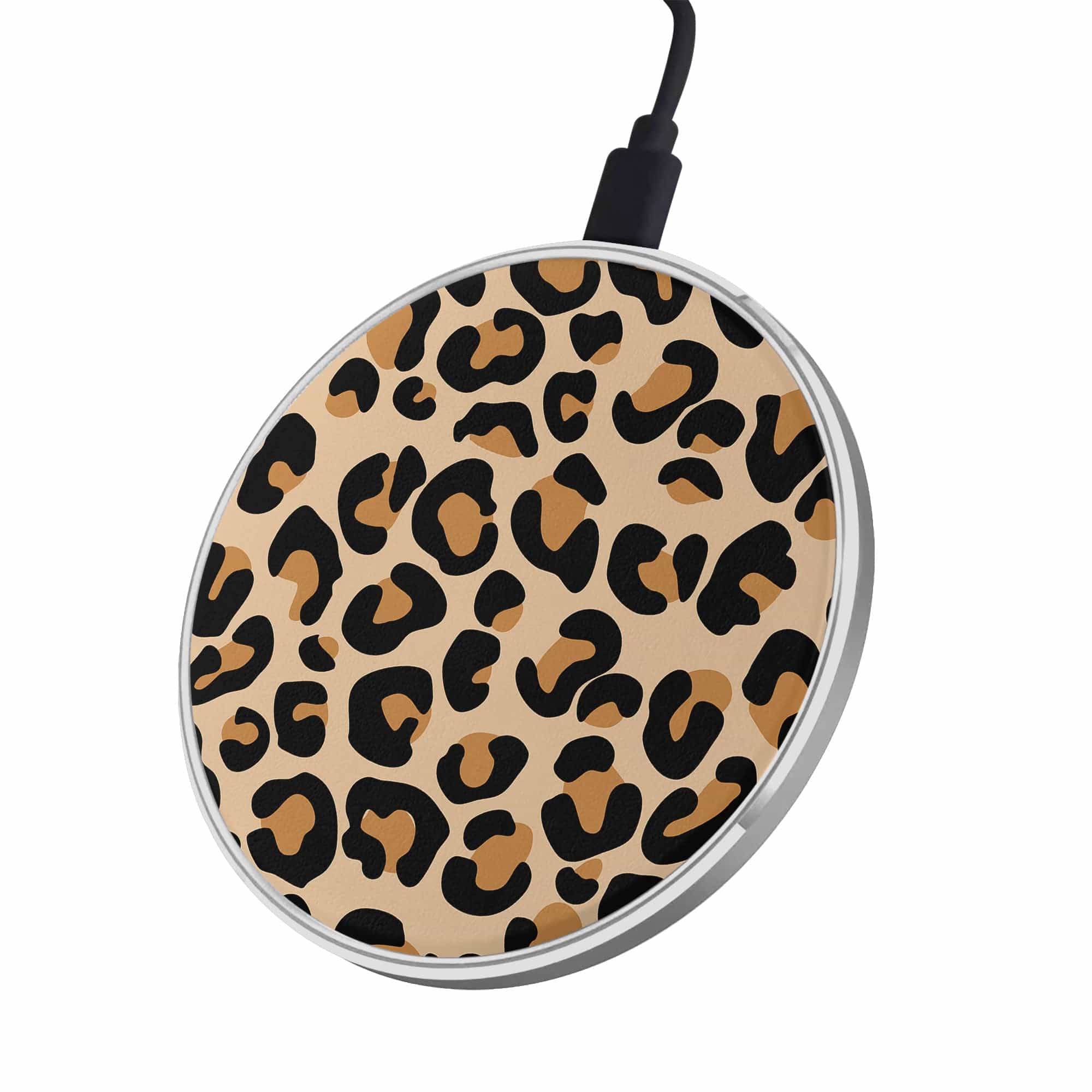 Wild Spots | Leopard Print Wireless Charging Pad in Silver